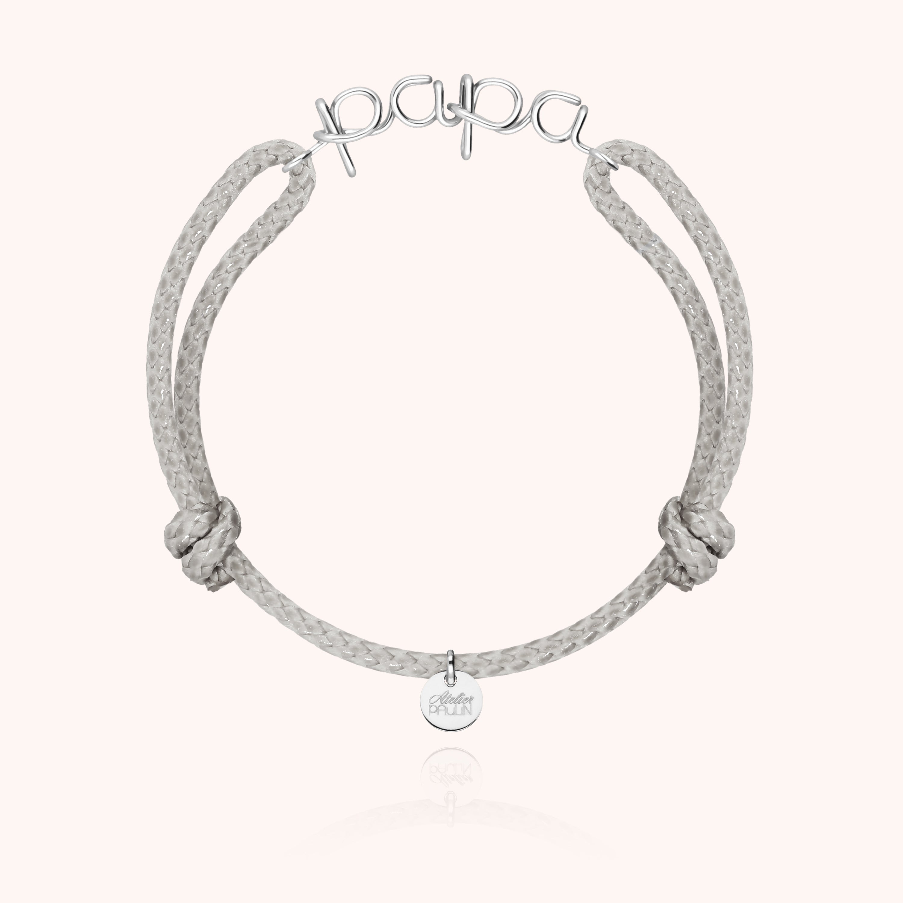 Bracelet Cordon Ciré Papa — détail façonnage à la main, argent sterling 925