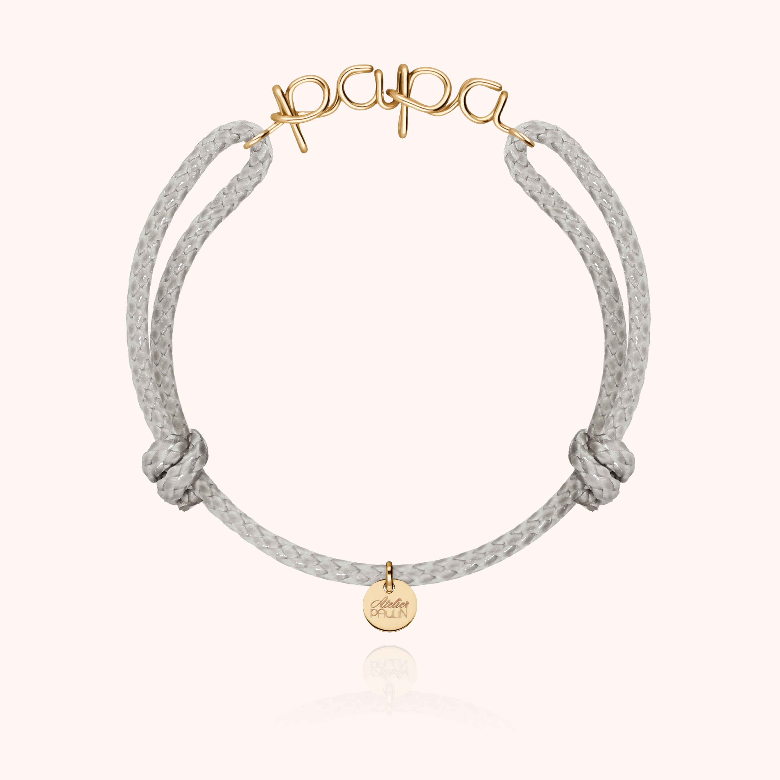 Bracelet Cordon Ciré Papa - or jaune laminé