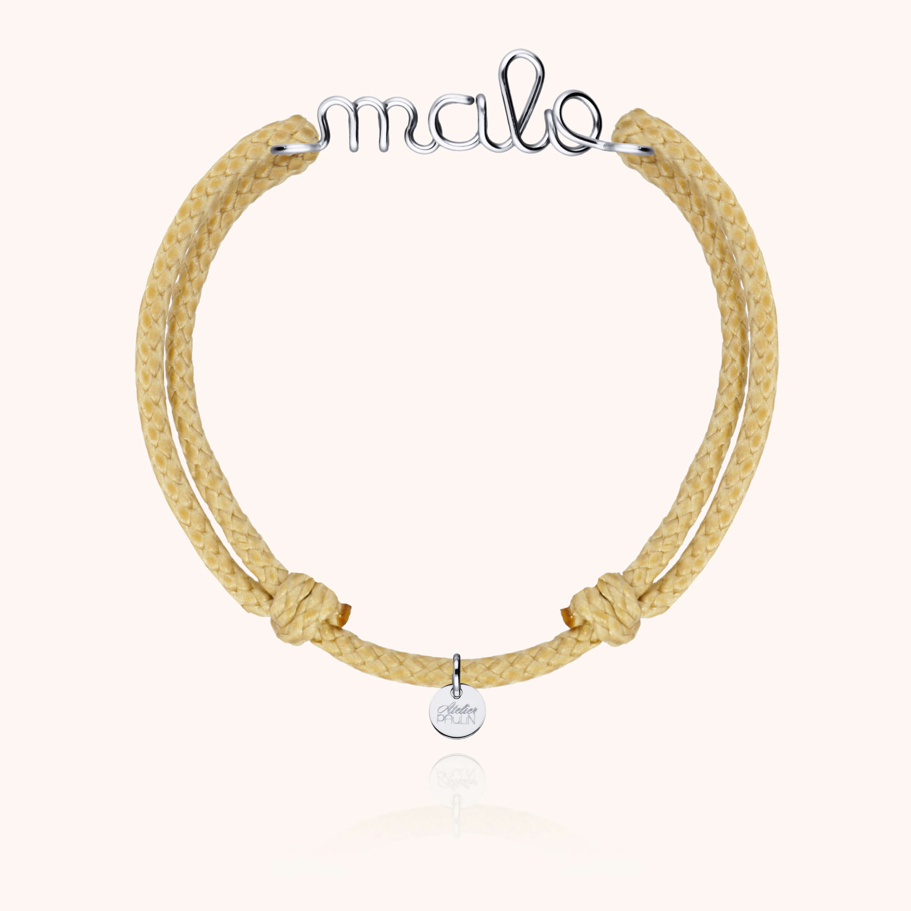 Bracelet Cordon Ciré Personnalisé Homme — gros plan sur le fermoir, argent sterling 925