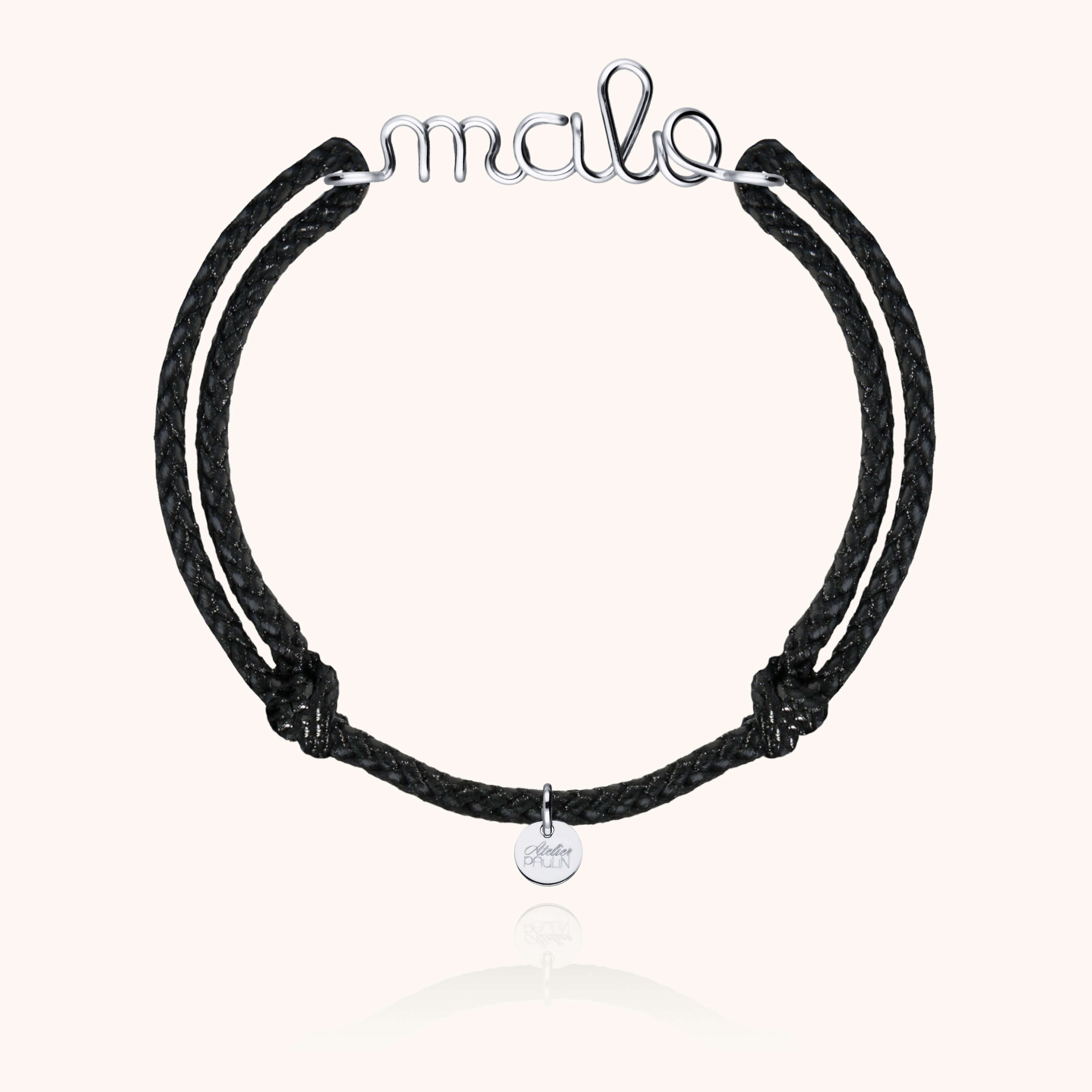 Bracelet Cordon Ciré Personnalisé Homme en argent sterling 925 — bijou durable garanti à vie