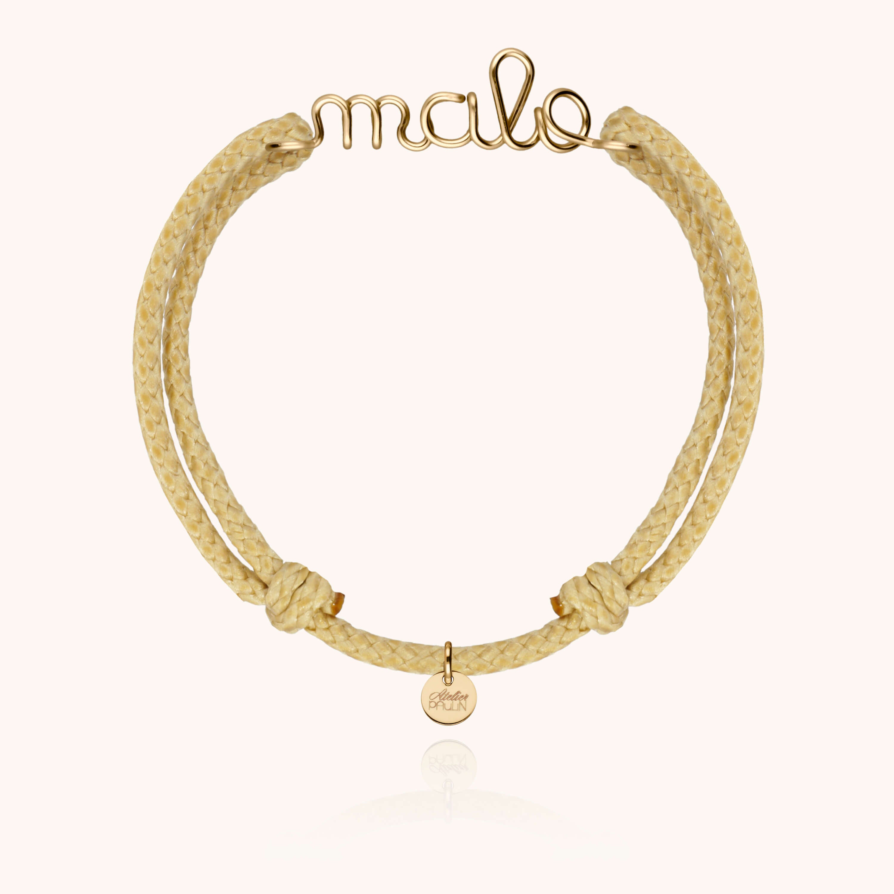 Bracelet Cordon Ciré Personnalisé Homme en or jaune laminé — expédition sécurisée Paris