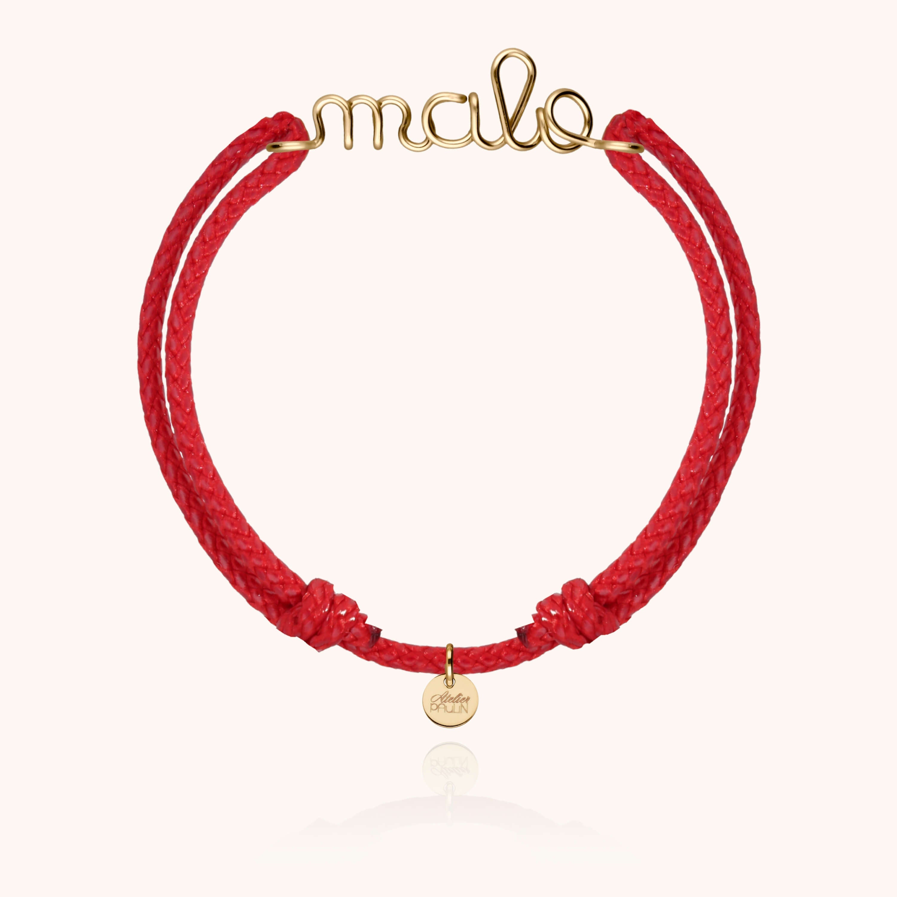 Bracelet Cordon Ciré Personnalisé Homme - or jaune laminé