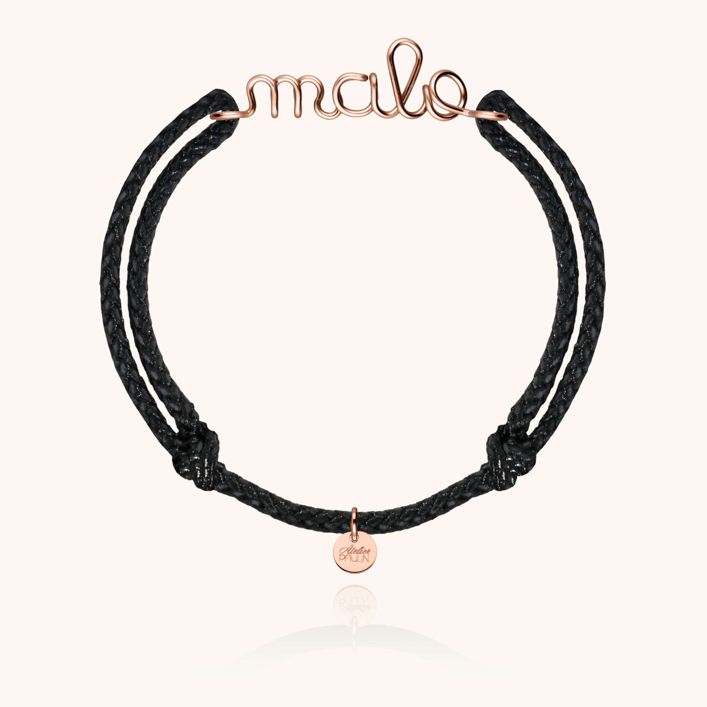 Bracelet Cordon Ciré Personnalisé Homme en or rose laminé — garantie à vie Atelier Paulin