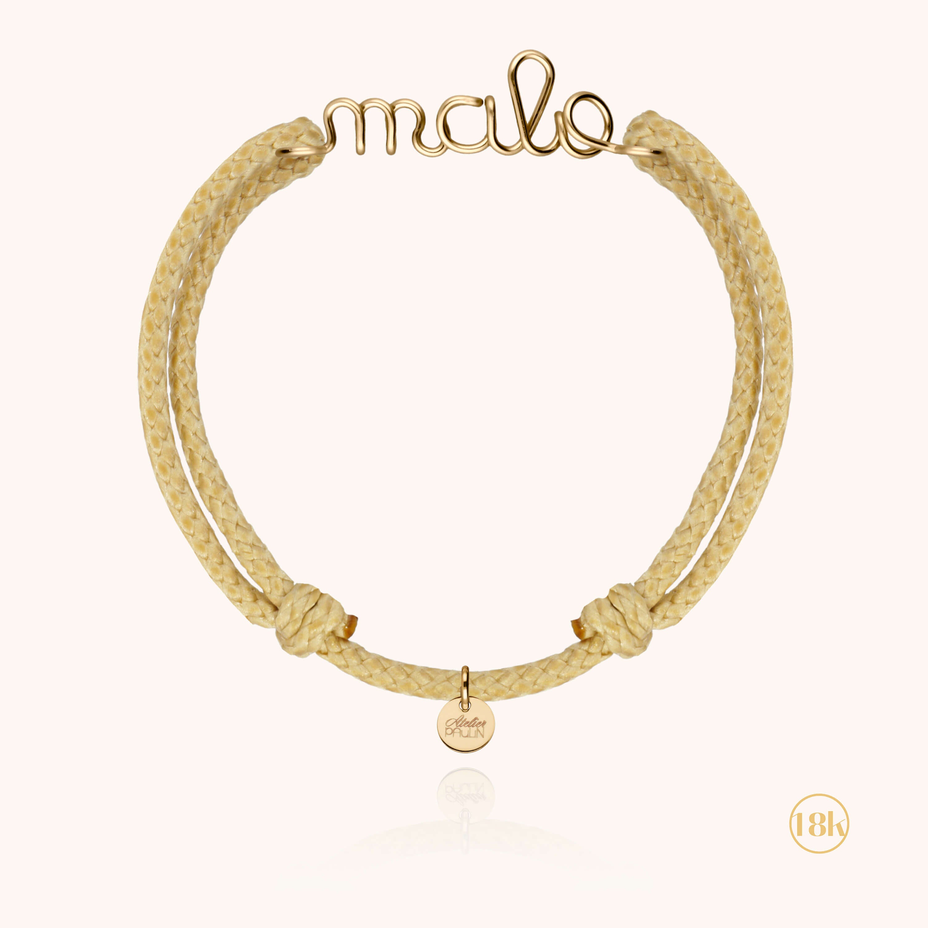 Bracelet Cordon Ciré Personnalisé Homme — finition artisanale du bijou, or jaune 18K