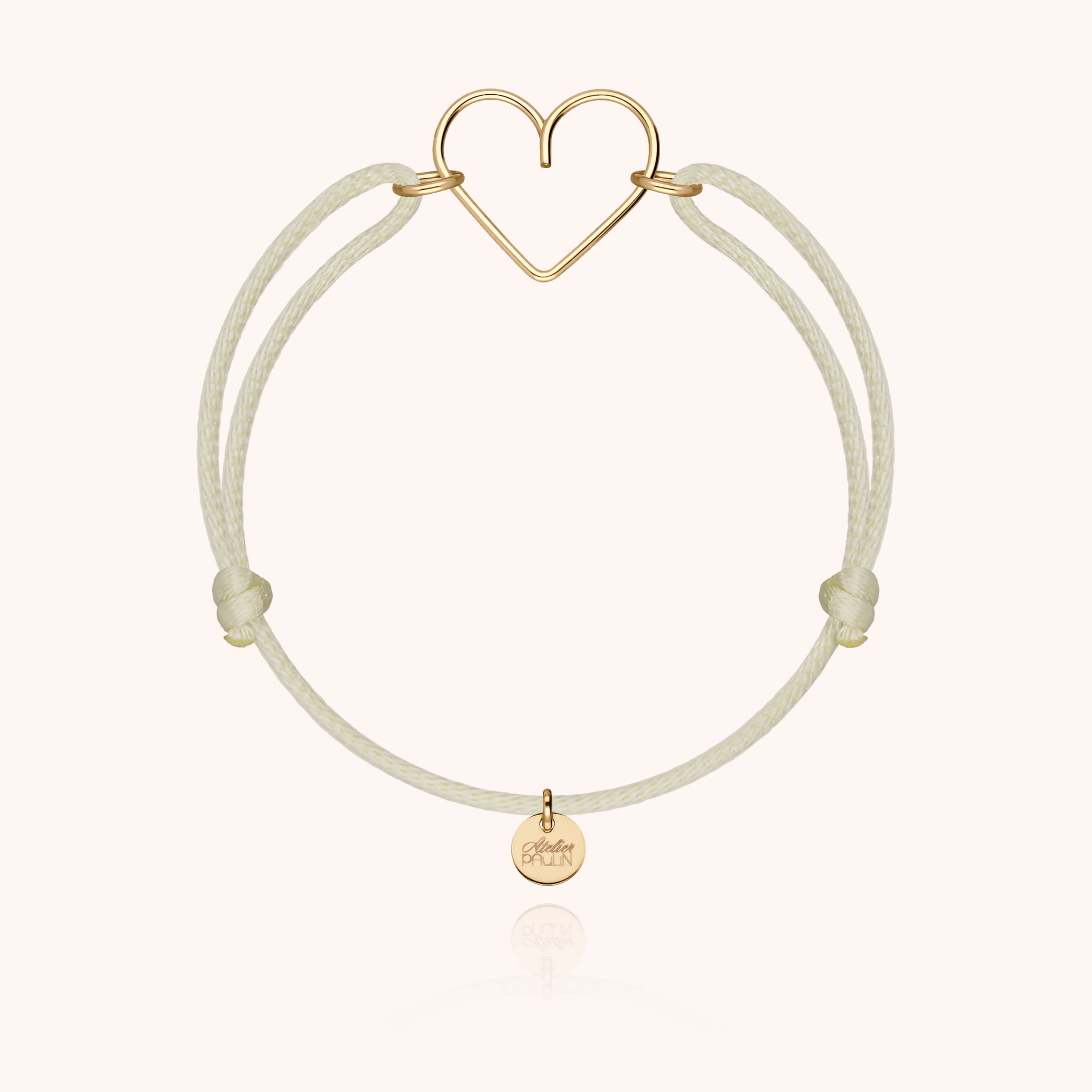 Bracelet Cordon Coeur en or jaune laminé — expédition sécurisée Paris