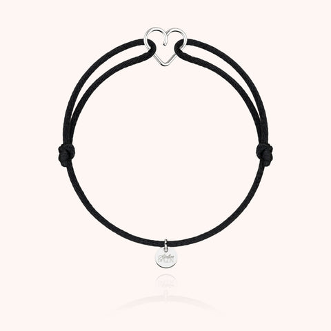 alternate image of Mini Heart Cord Bracelet - silver