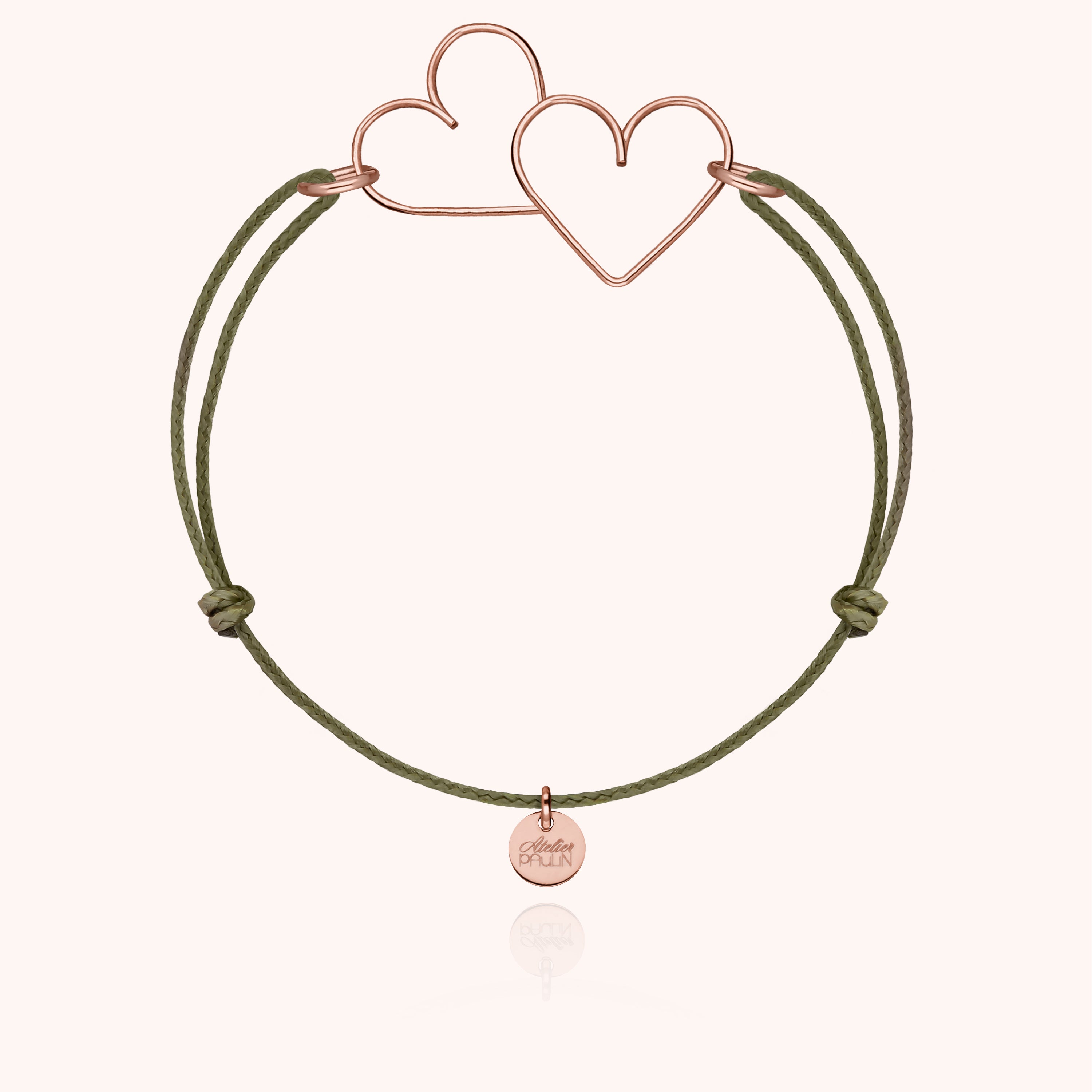 Bracelet Cordon Donne Moi Ton Coeur en or rose laminé — bijou fait main Atelier Paulin