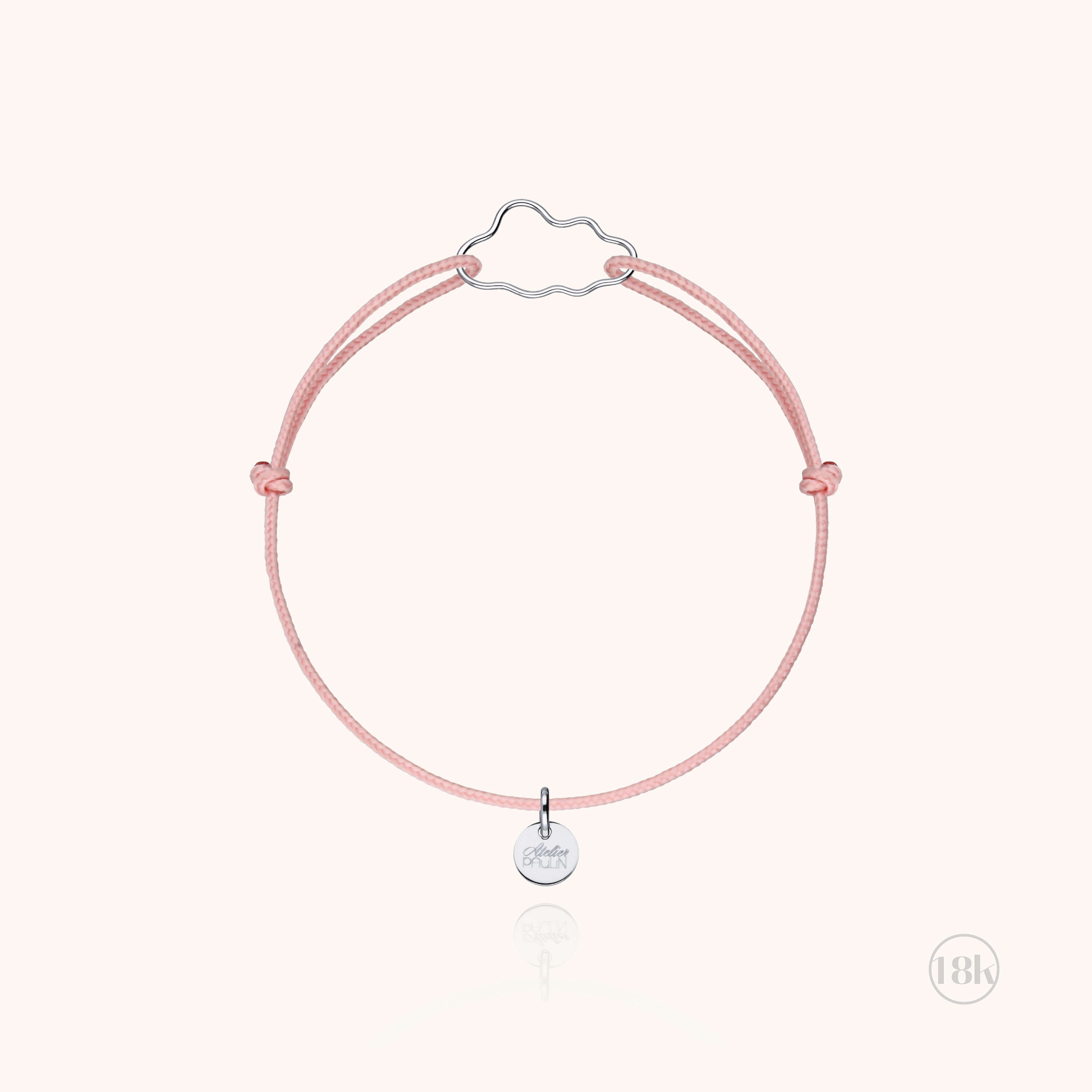 Bracelet Cordon Enfant Petit Nuage - or blanc 750/1000