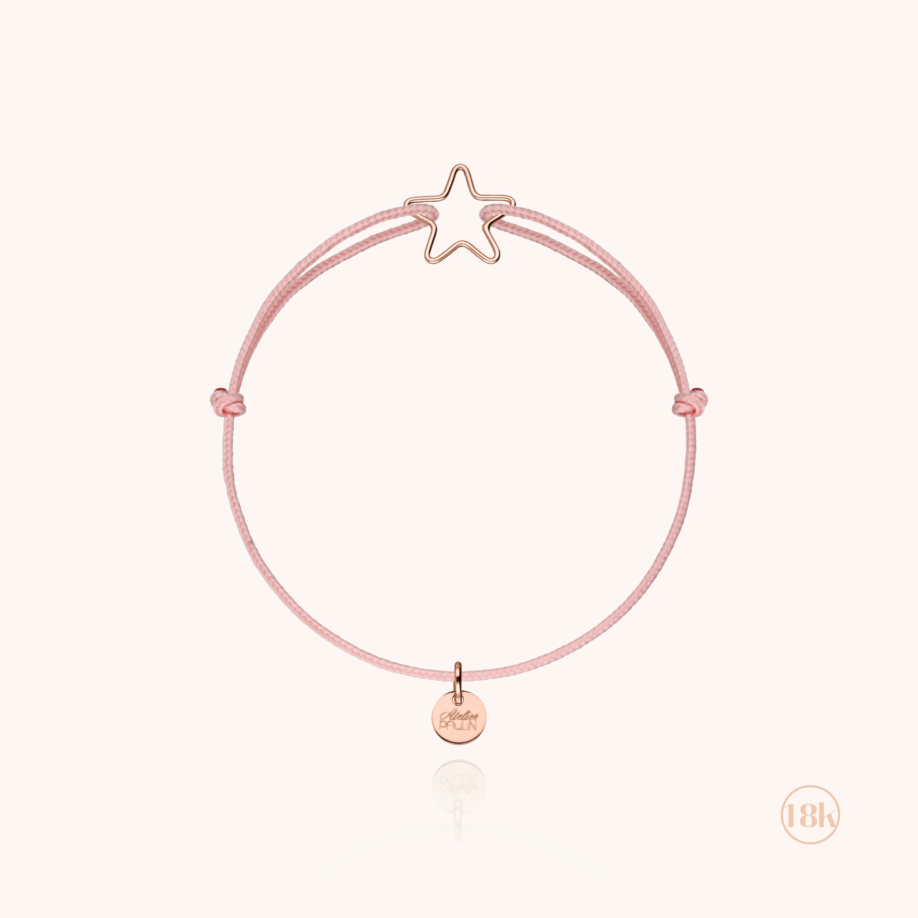 Bracelet Cordon Enfant Petite Étoile - or rose 750/1000