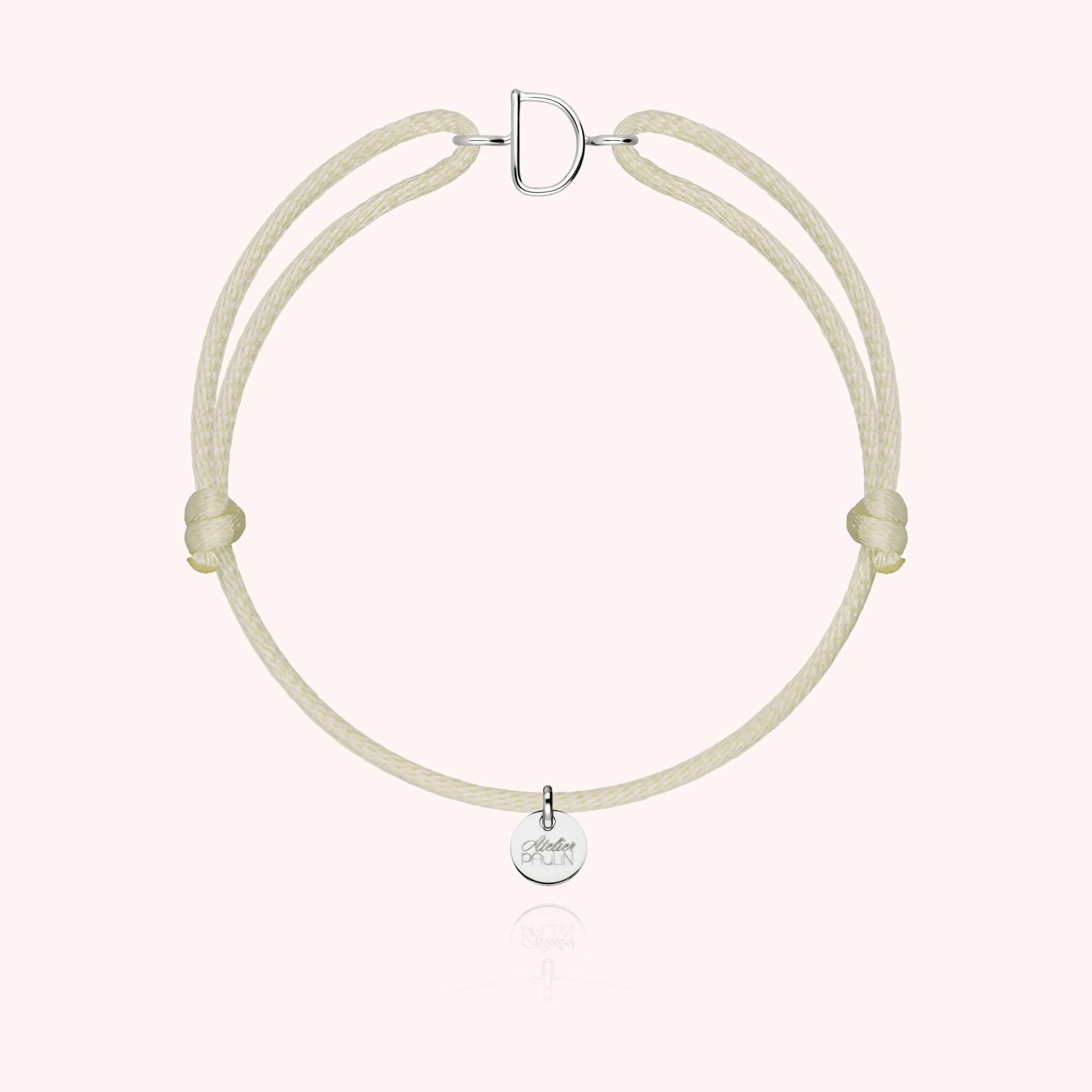 Initial Cord Bracelet - 18k white gold