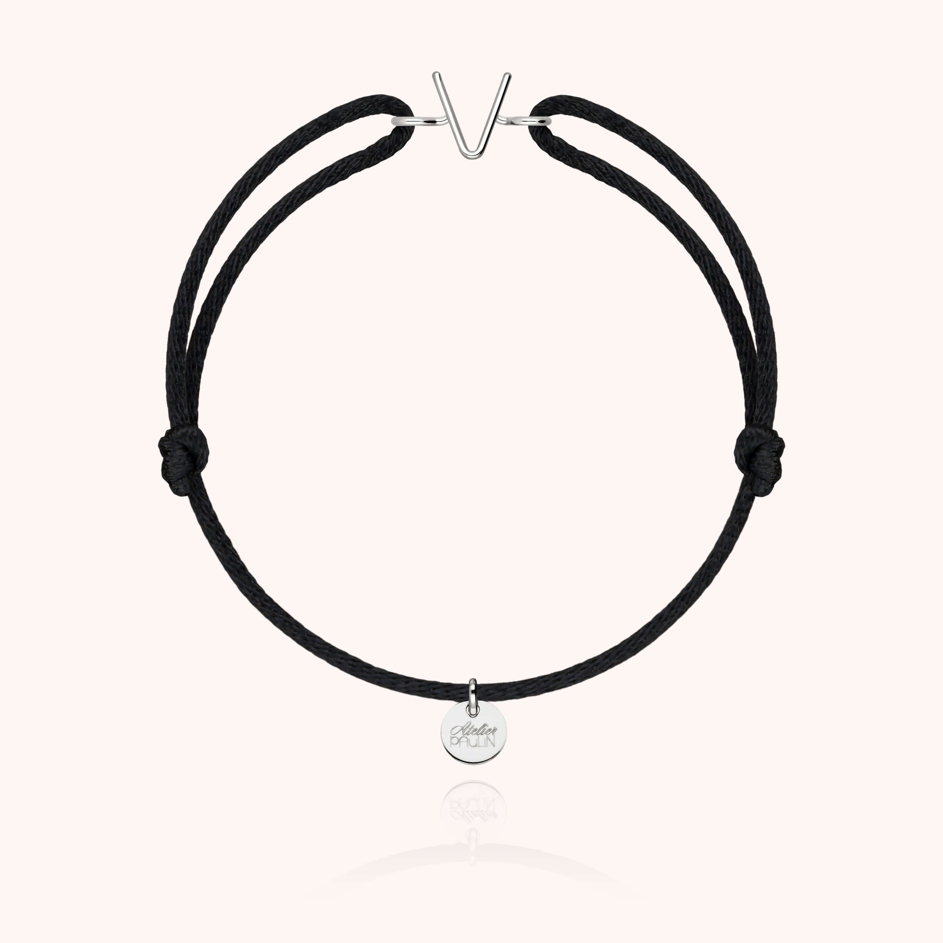 Initial Cord Bracelet - 18k white gold