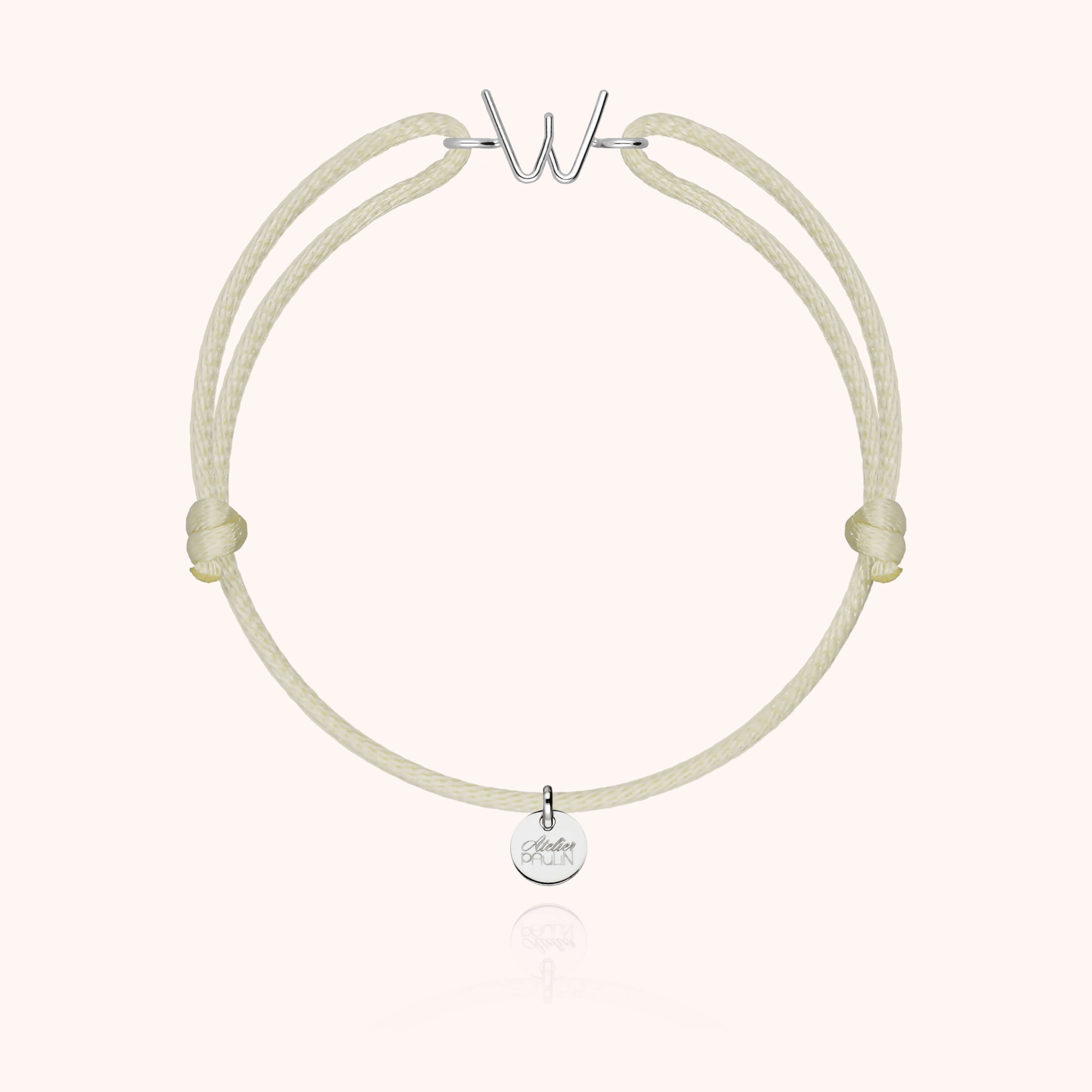 Initial Cord Bracelet - 18k white gold