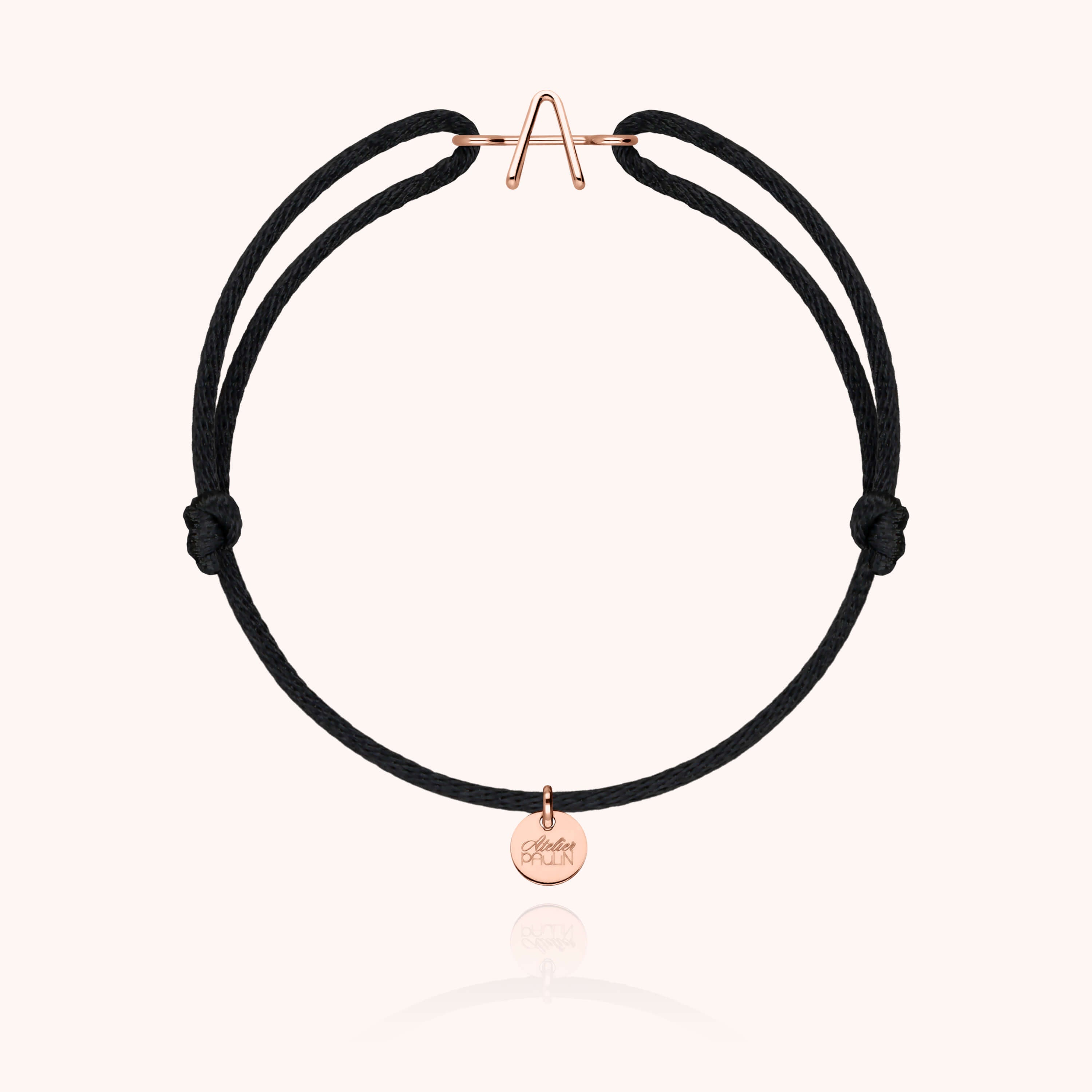 Bracelet Cordon Capitale Initiale en or rose 18K — bijou durable garanti à vie