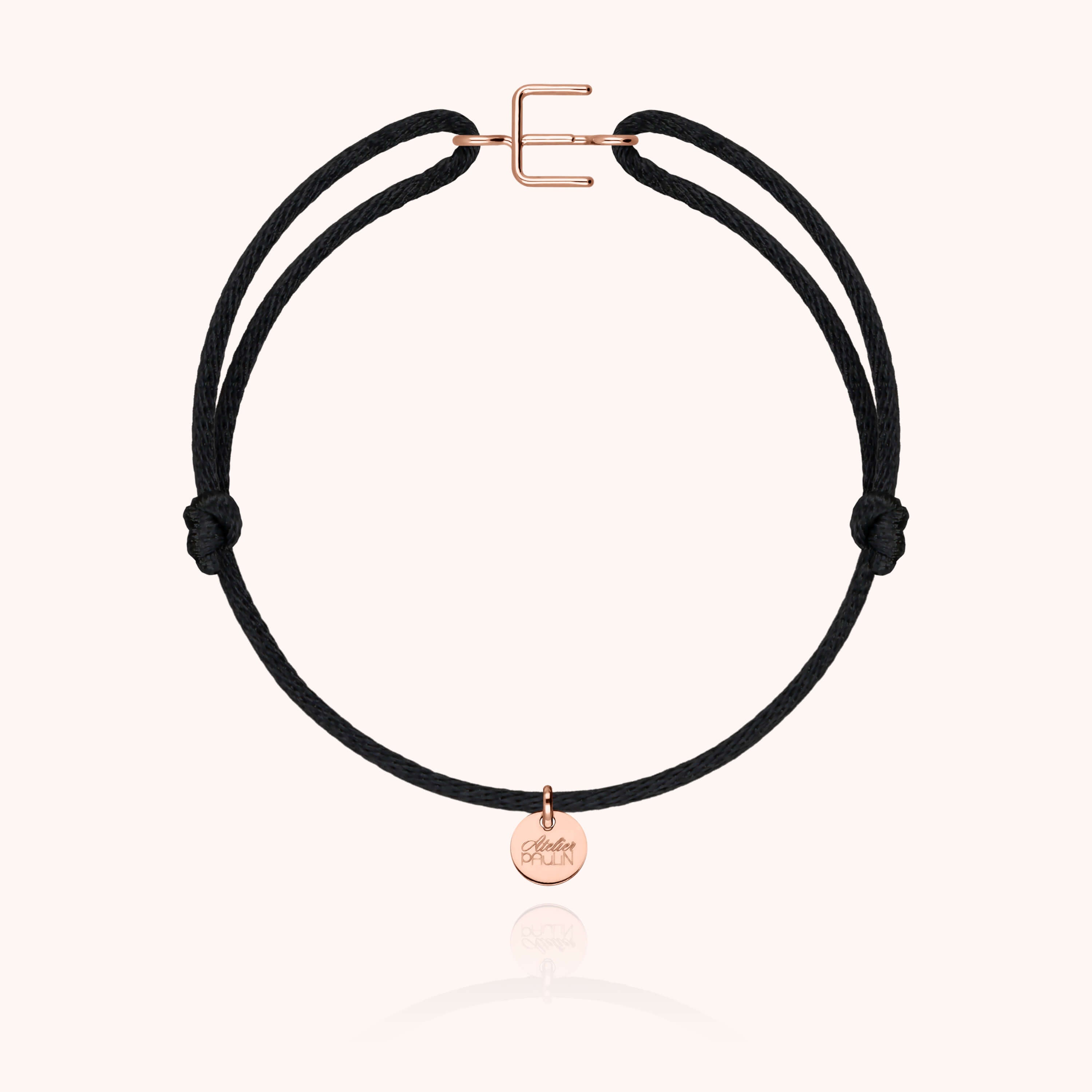 Bracelet Cordon Capitale Initiale en or rose 18K — bracelet personnalisable Atelier Paulin