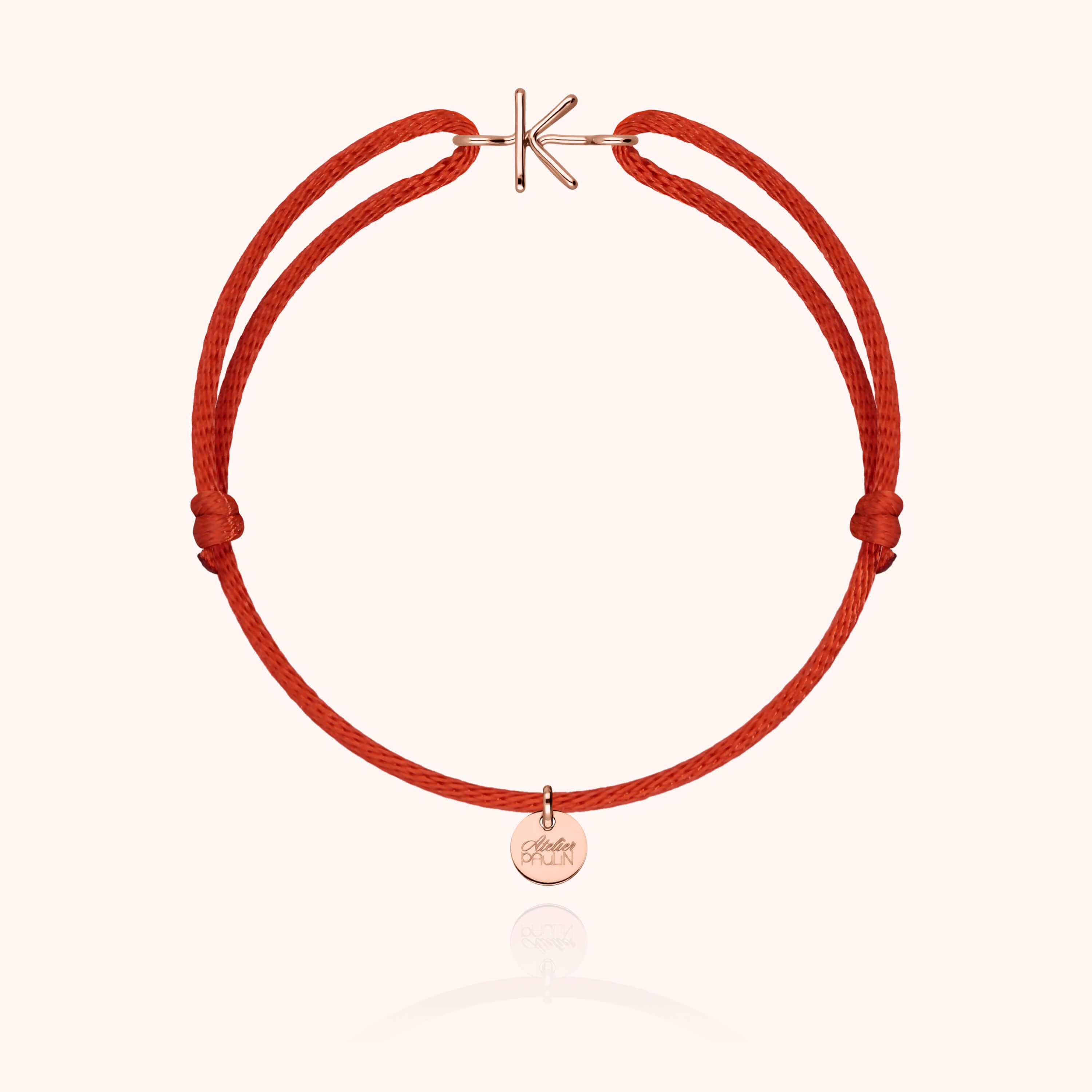 Bracelet Cordon Initiale - or rose 750/1000
