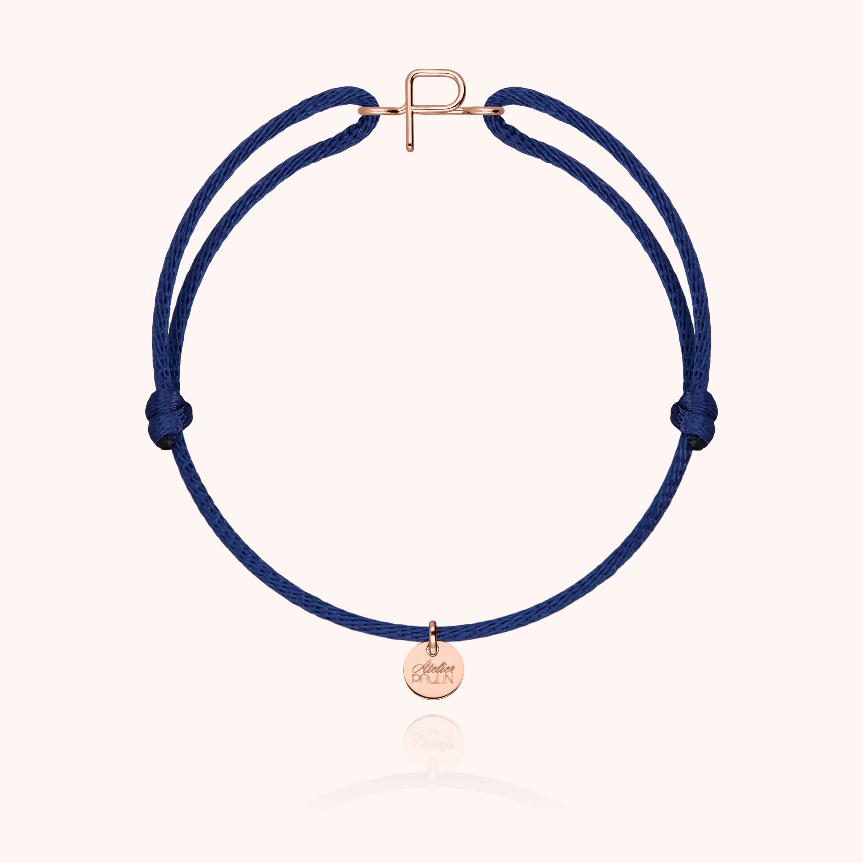 Bracelet Cordon Capitale Initiale en or rose 18K — bracelet personnalisable Atelier Paulin
