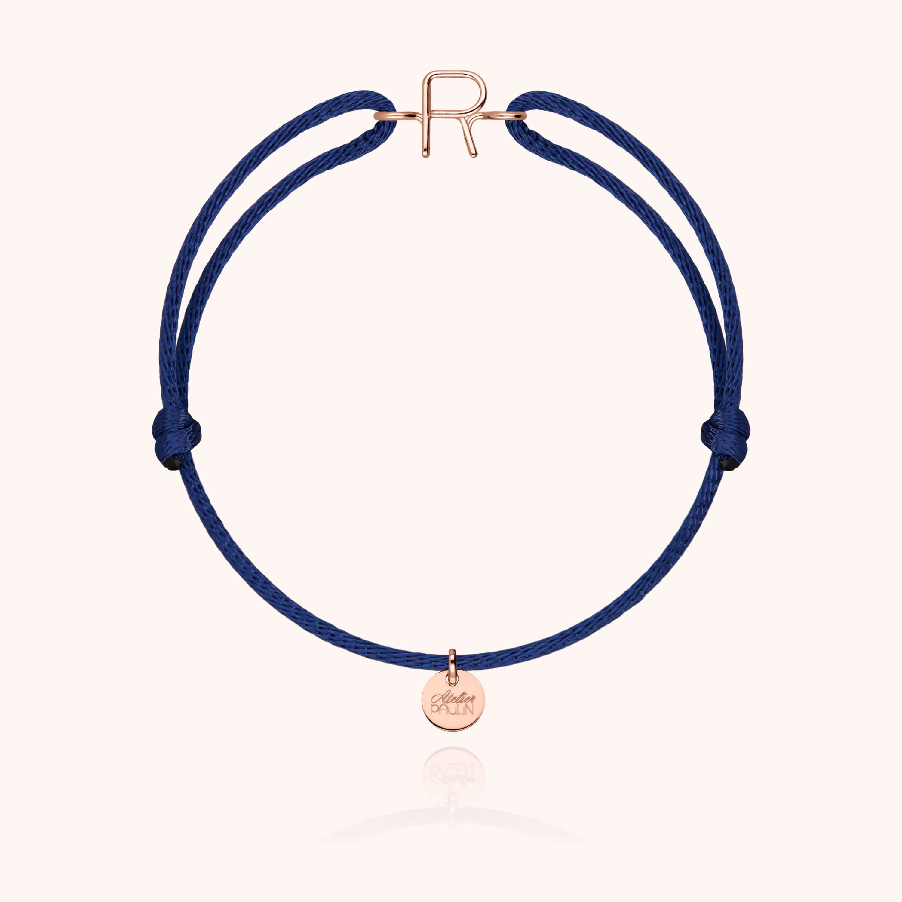 Bracelet Cordon Capitale Initiale en or rose 18K — bracelet personnalisable Atelier Paulin