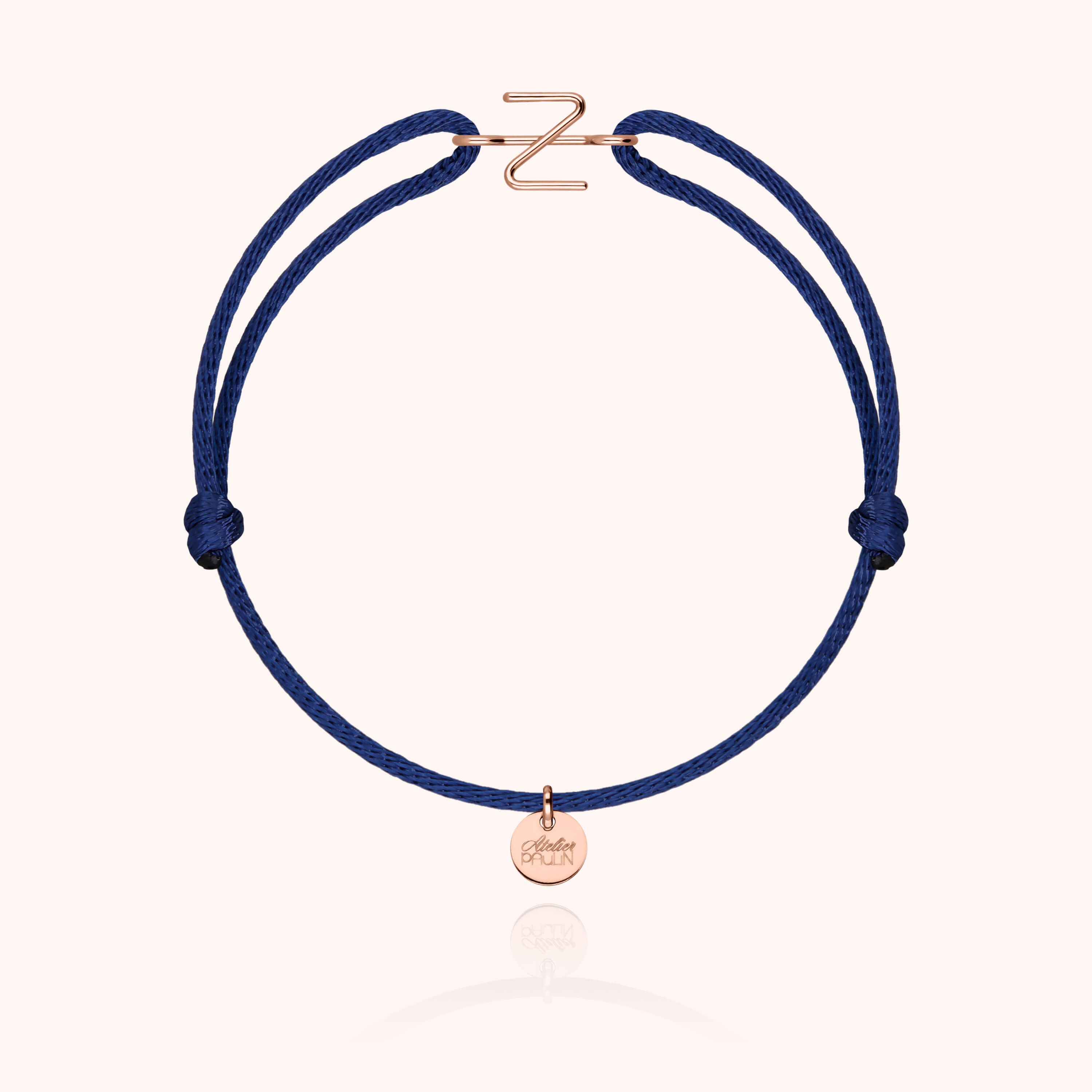 Bracelet Cordon Capitale Initiale en or rose 18K — bracelet personnalisable Atelier Paulin
