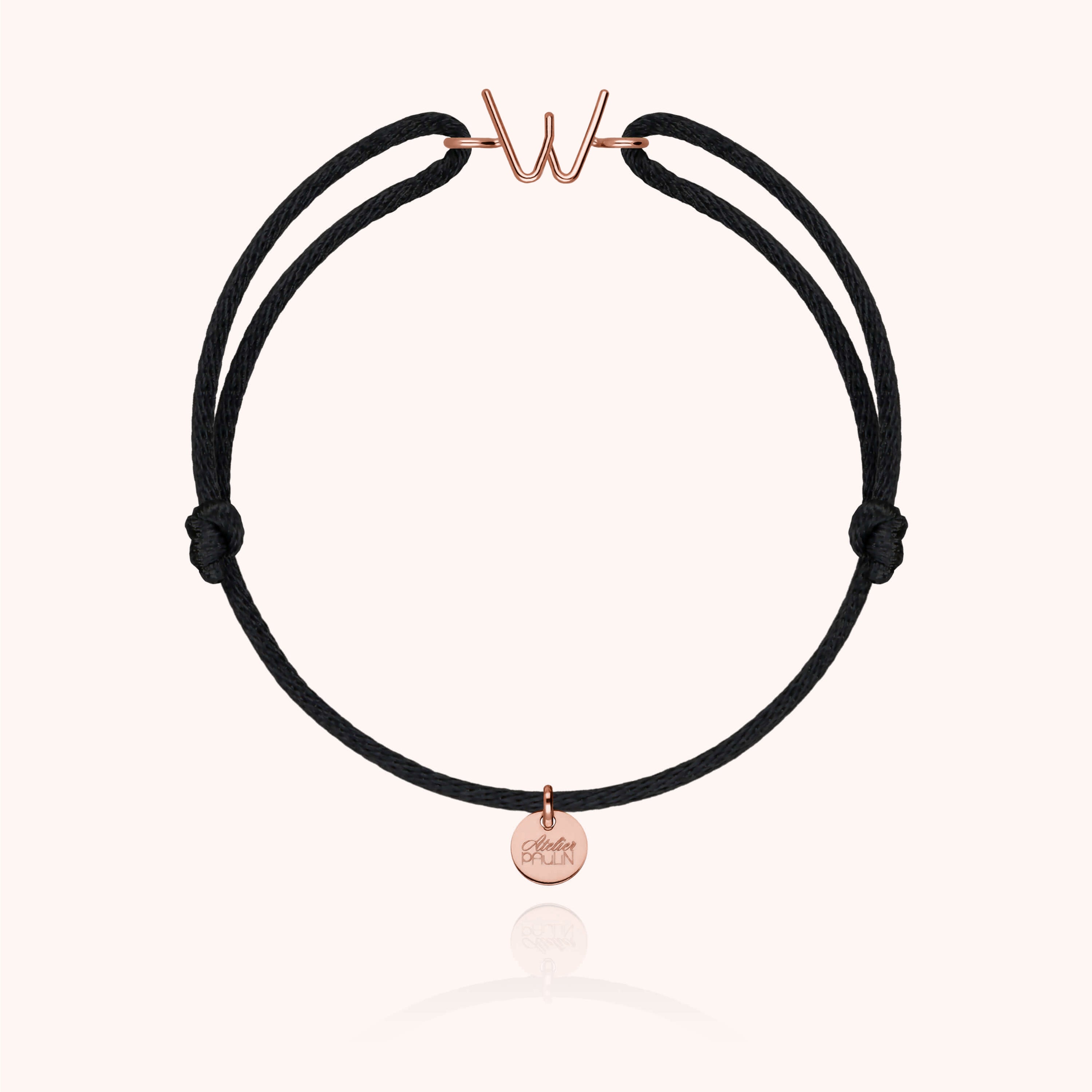 Bracelet Cordon Initiale - or rose 750/1000