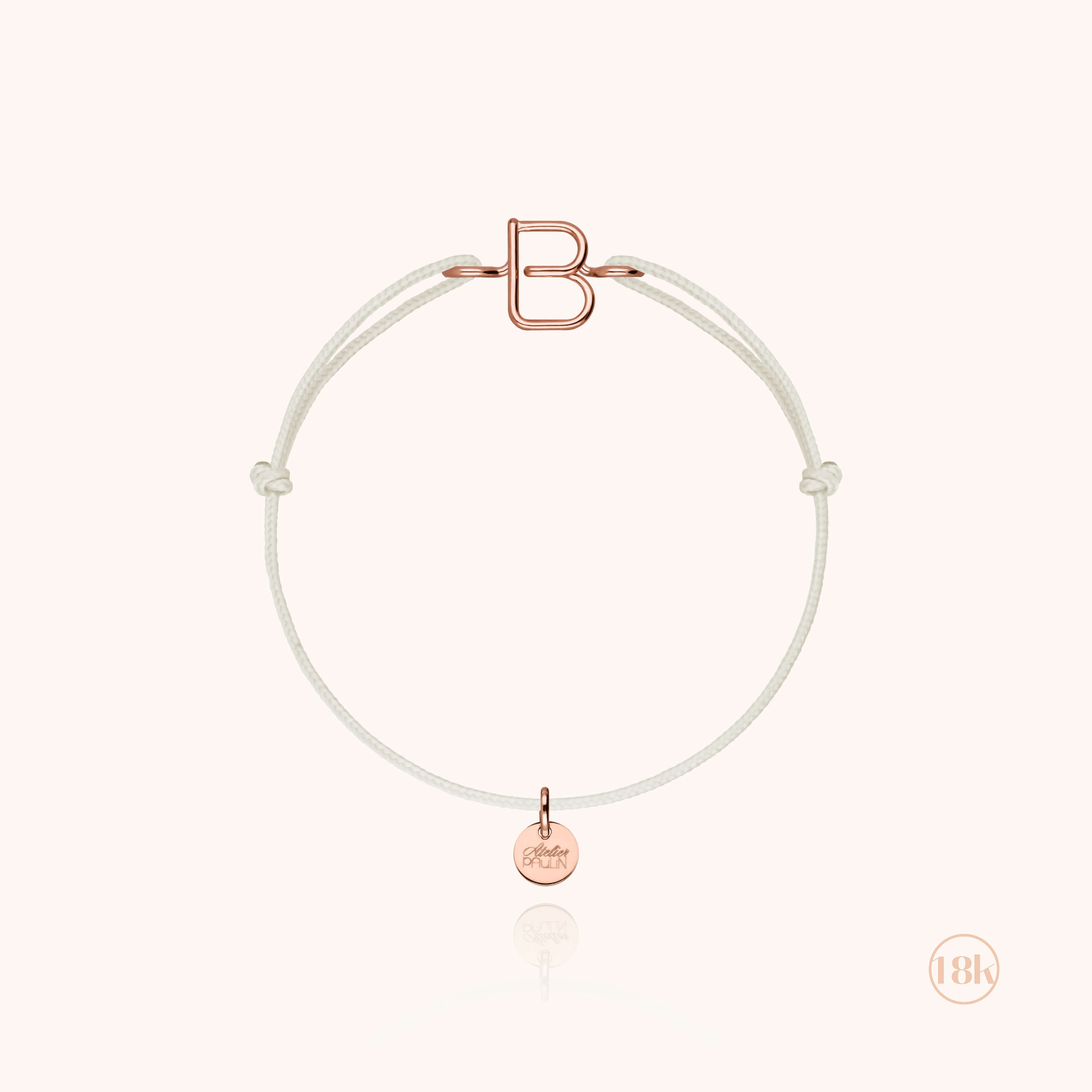 Bracelet Cordon Initiale Enfant en or rose 18K — bijou fait main Atelier Paulin