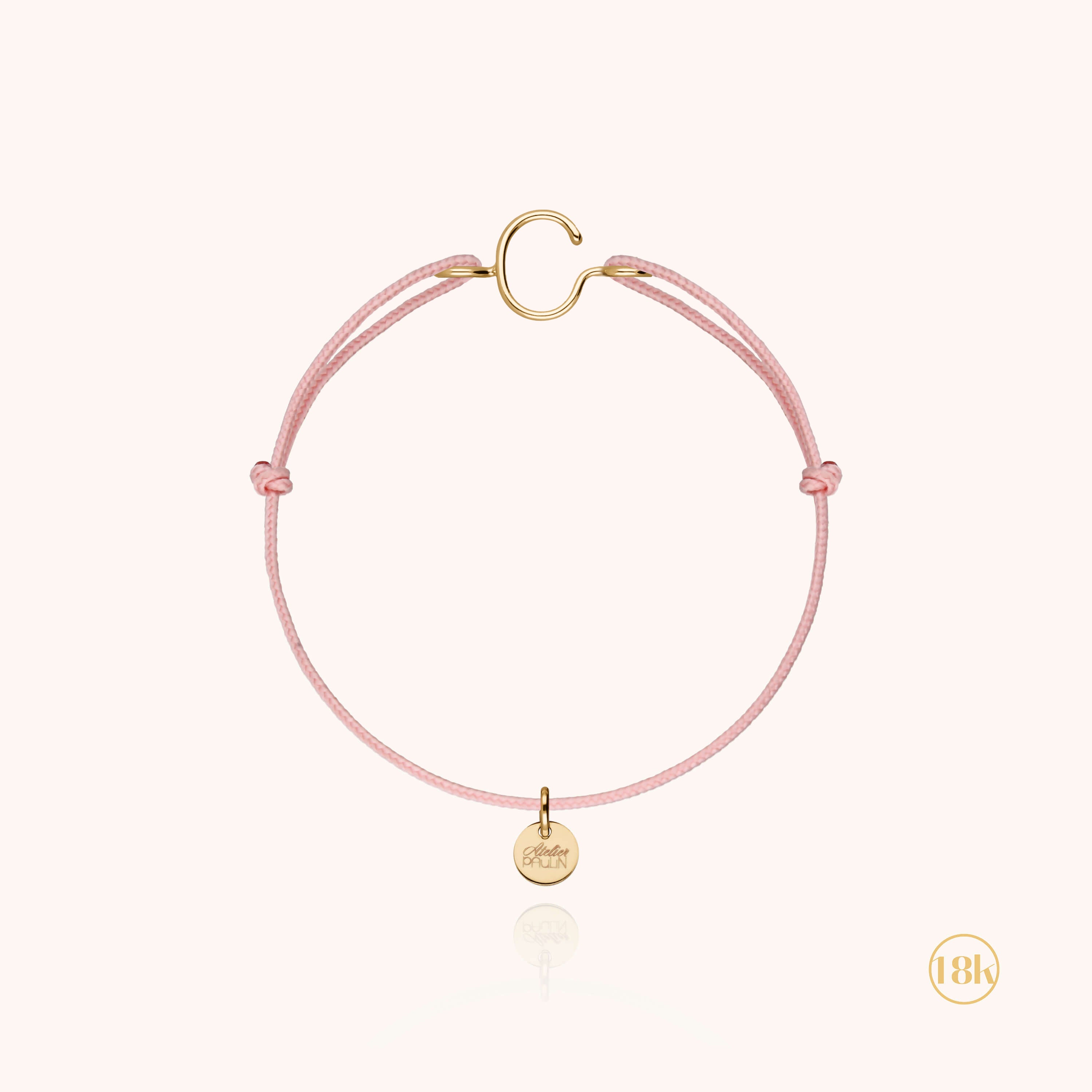 Bracelet Cordon Initiale Enfant — finition artisanale du bijou, or jaune 18K
