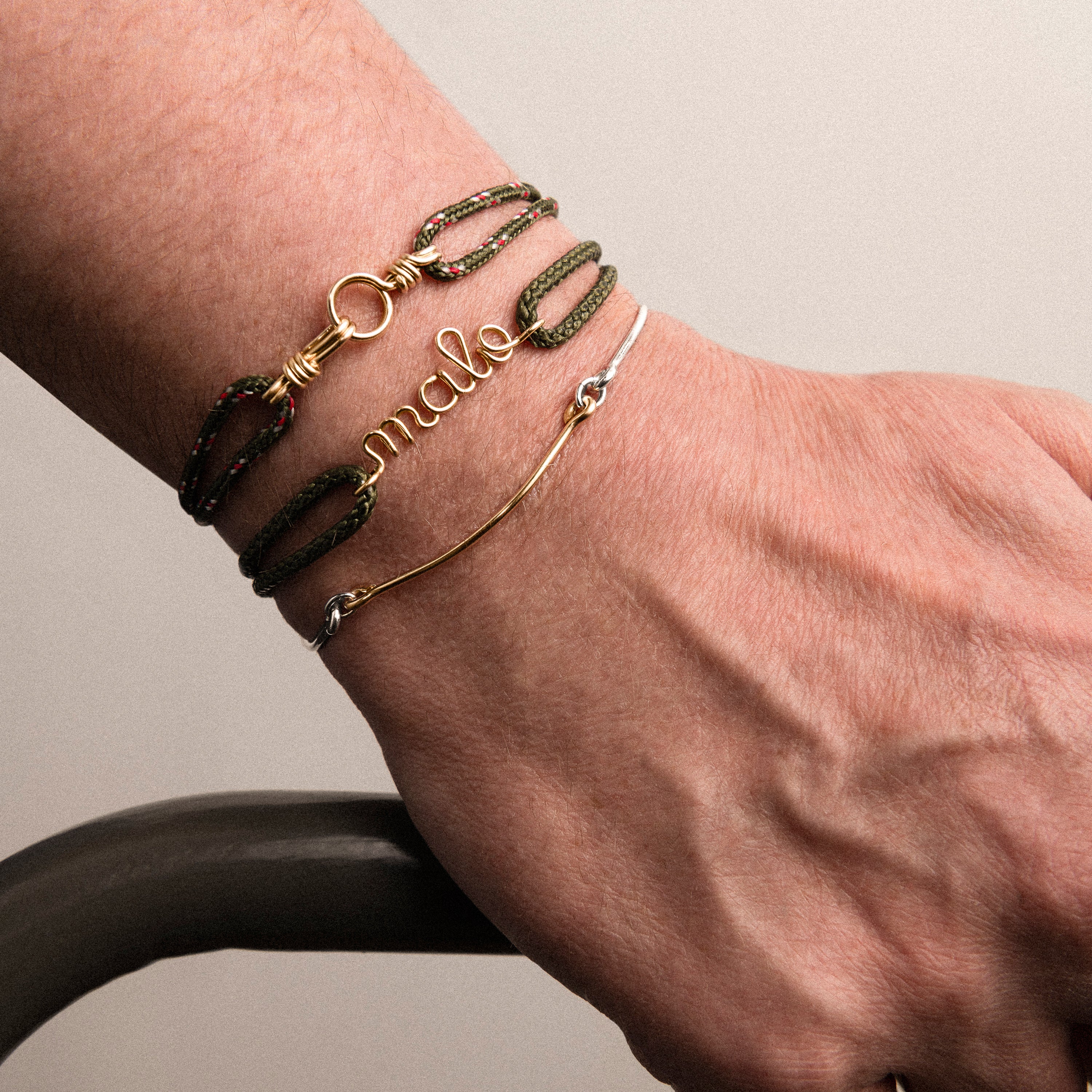 Bracelet Cordon Knot Attache moi - or jaune laminé