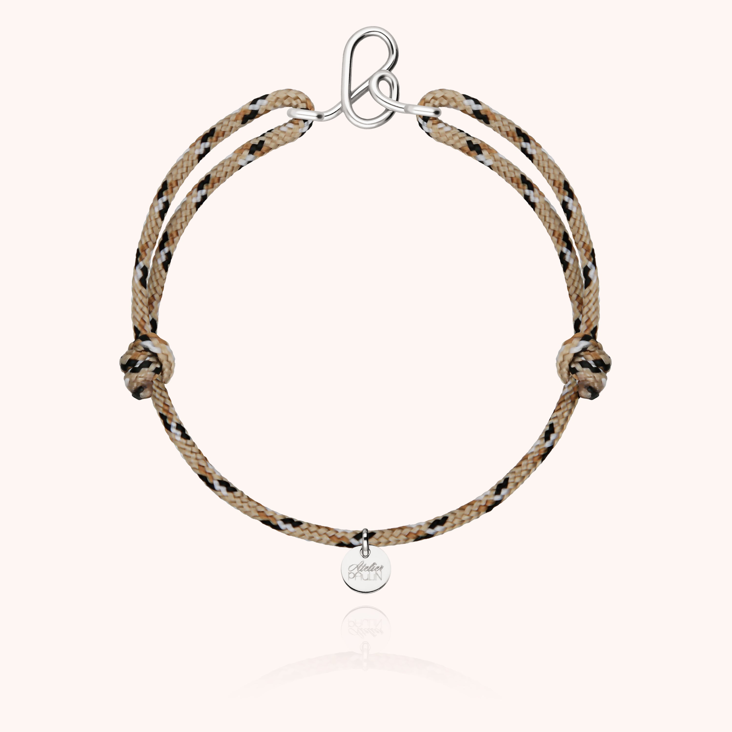 Men's Cord Knot Initial Bracelet - silver