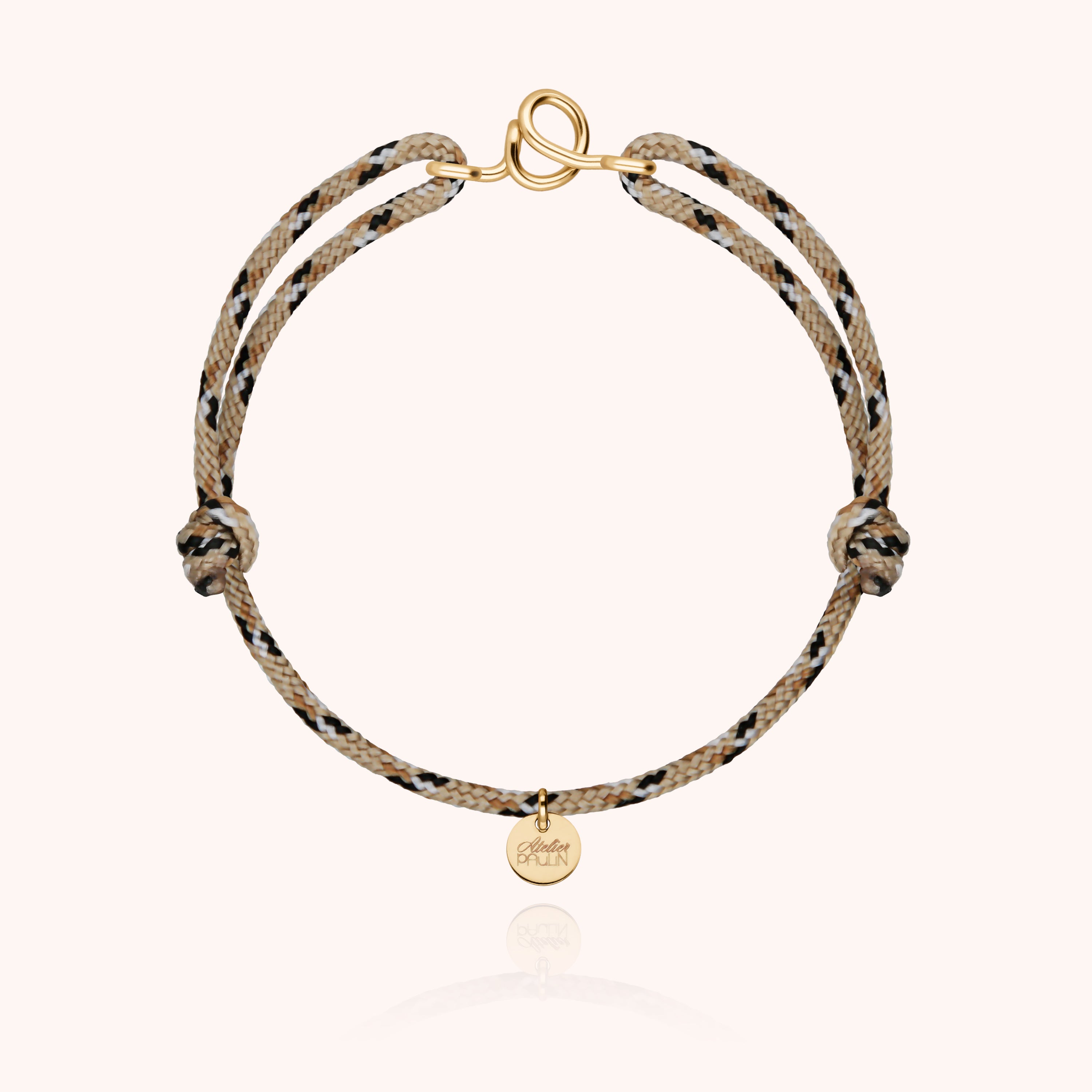 Bracelet Cordon Knot Initiale Homme - or jaune laminé