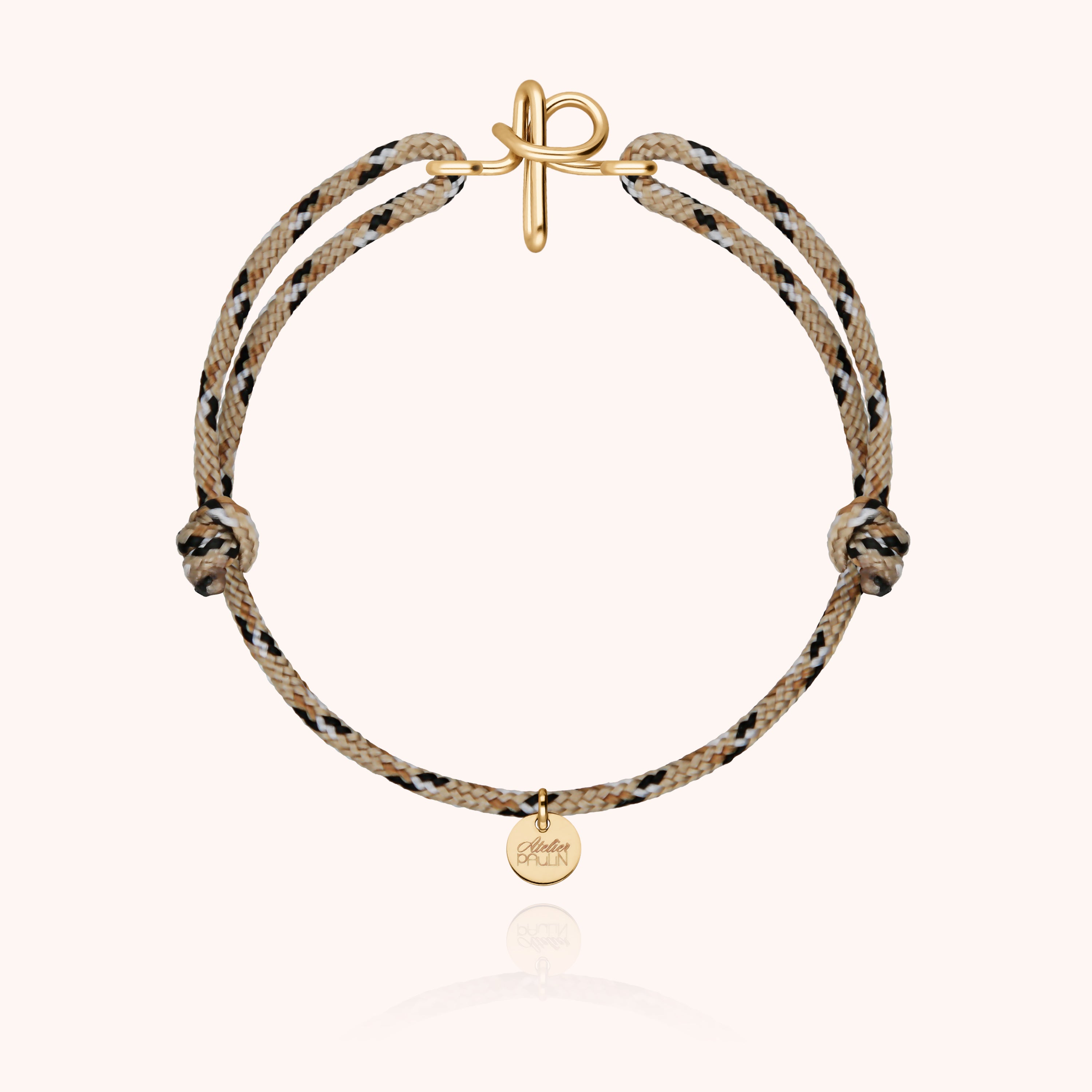 Bracelet Cordon Knot Initiale Homme - or jaune laminé