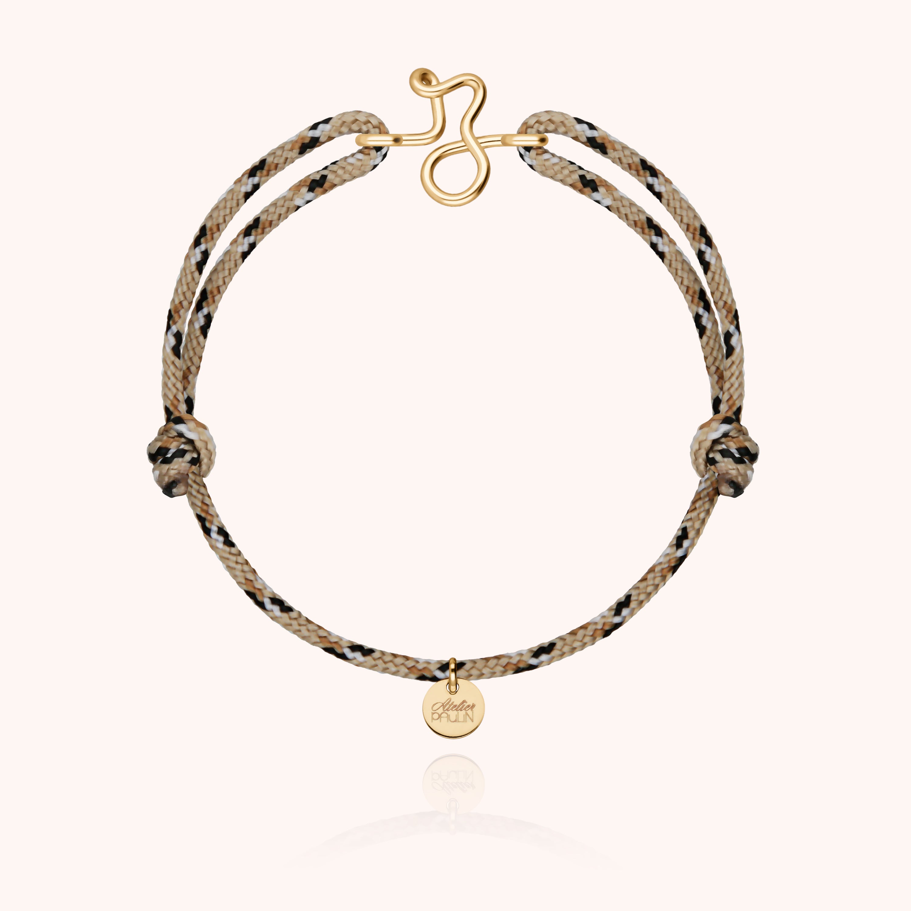 Bracelet Cordon Knot Initiale Homme - or jaune laminé