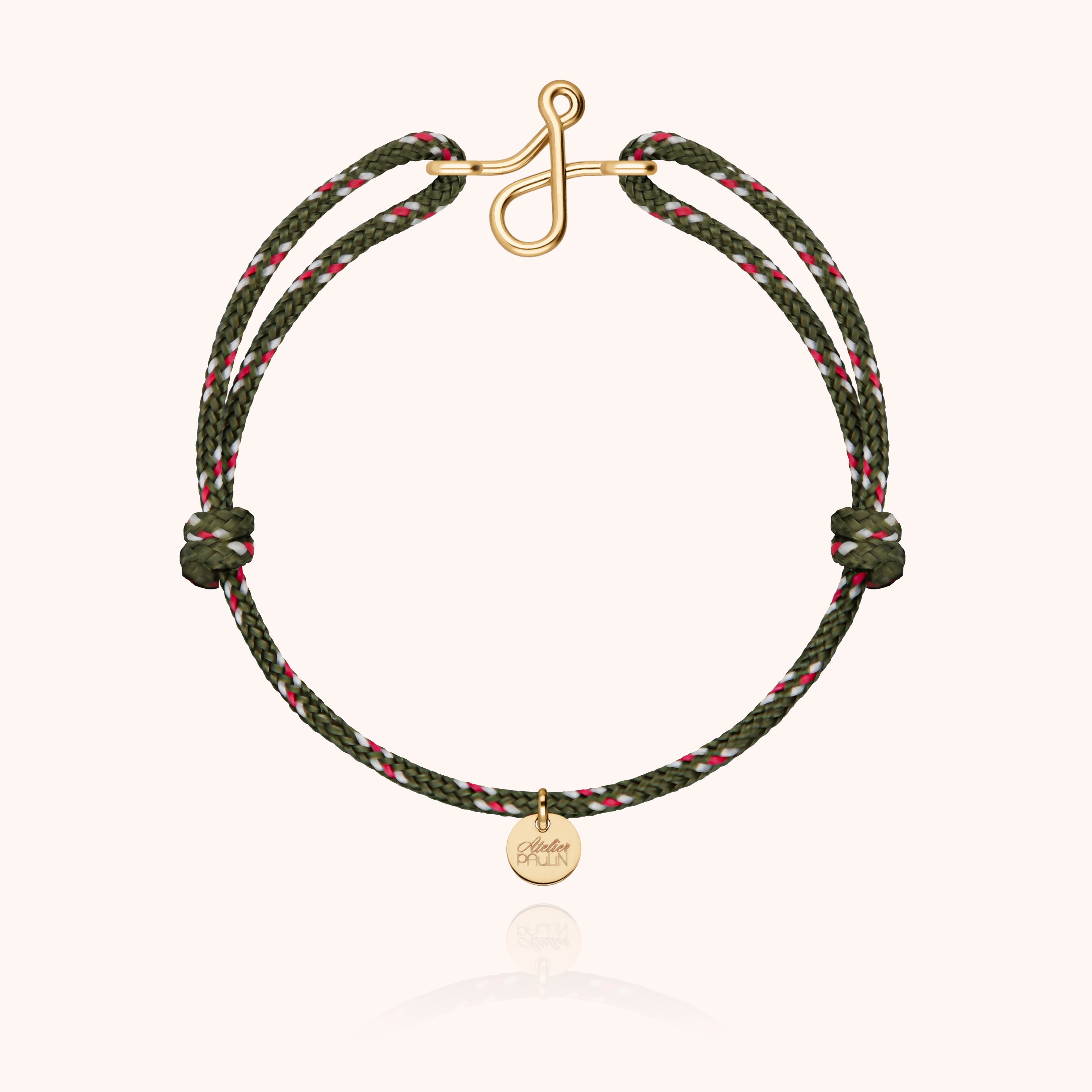 Bracelet Cordon Knot Initiale Homme - or jaune laminé