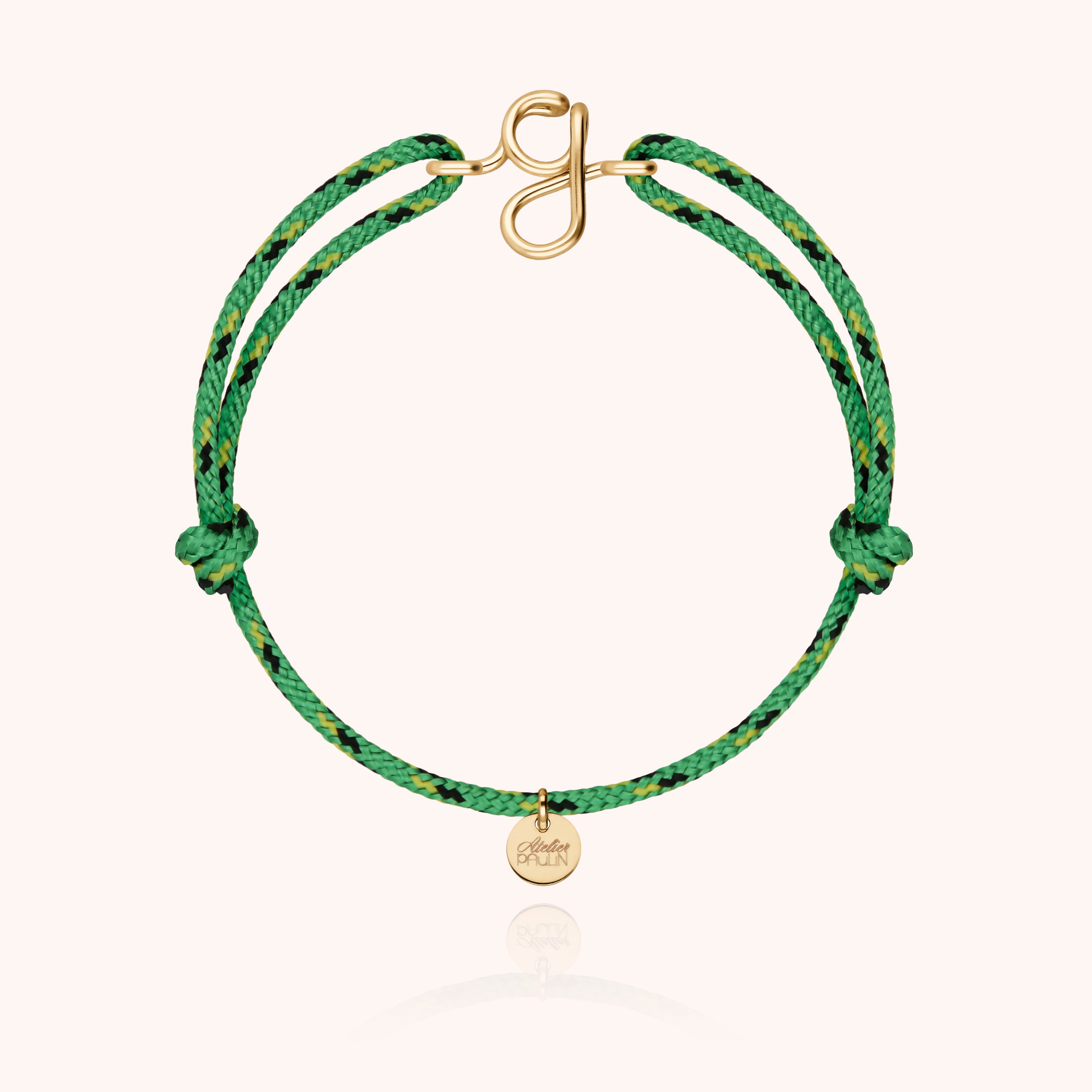 Bracelet Cordon Knot Initiale Homme - or jaune laminé