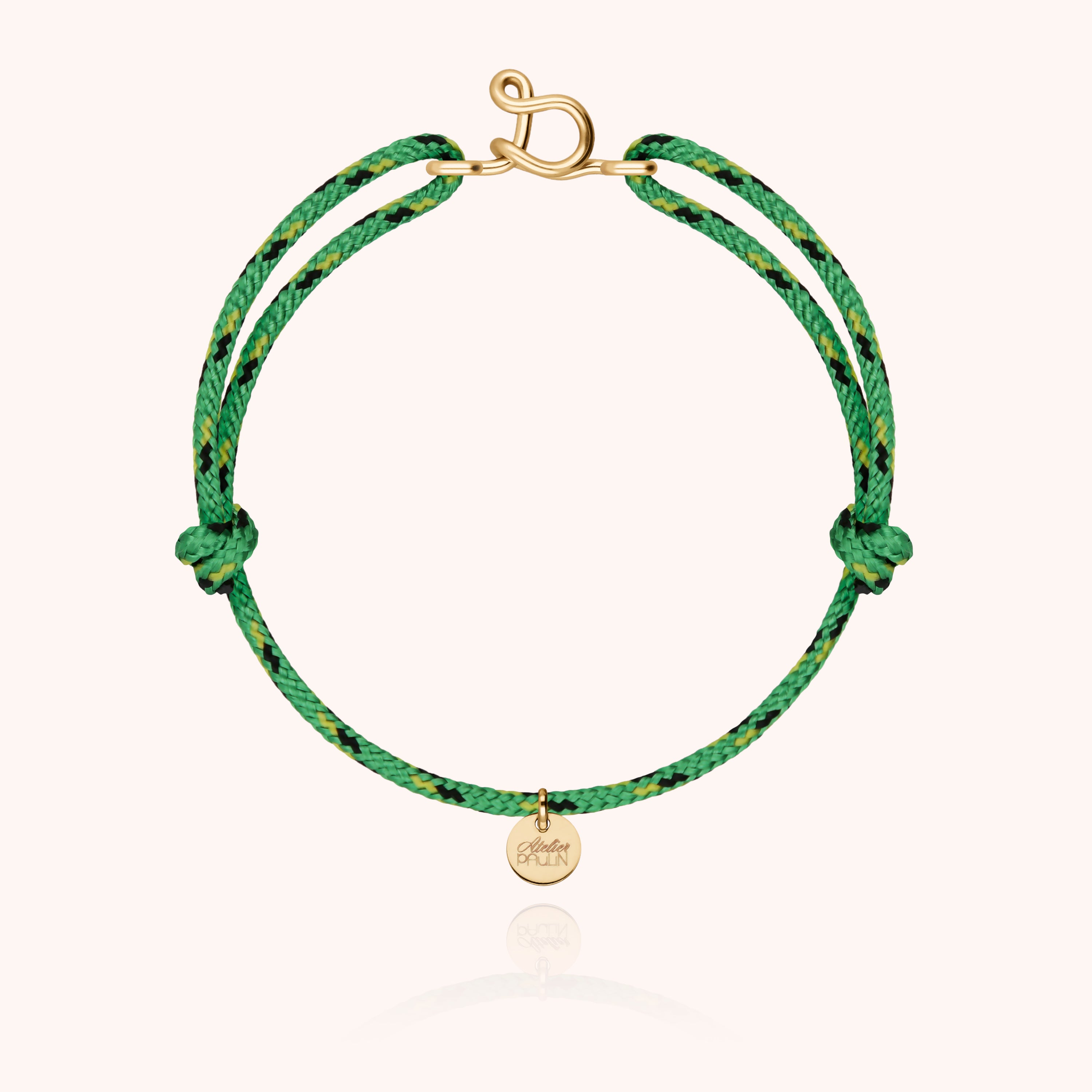 Bracelet Cordon Knot Initiale Homme - or jaune laminé