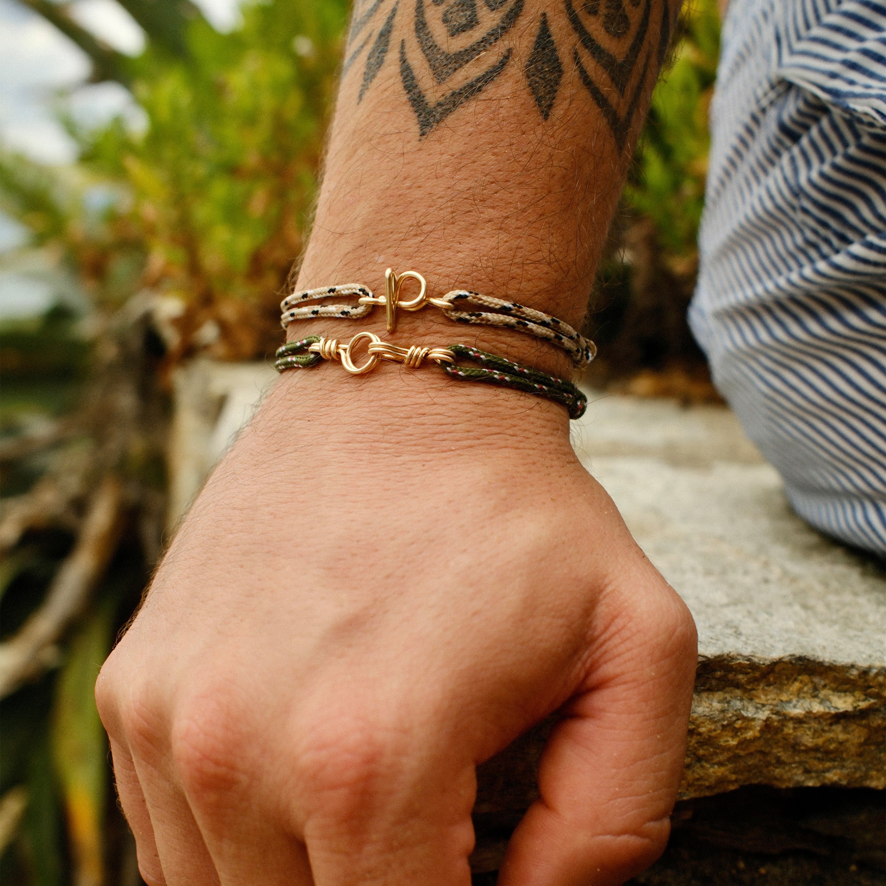 Bracelet cordon lettre personnalisée gold filled 14k bijou élégant homme Paris - or jaune laminé