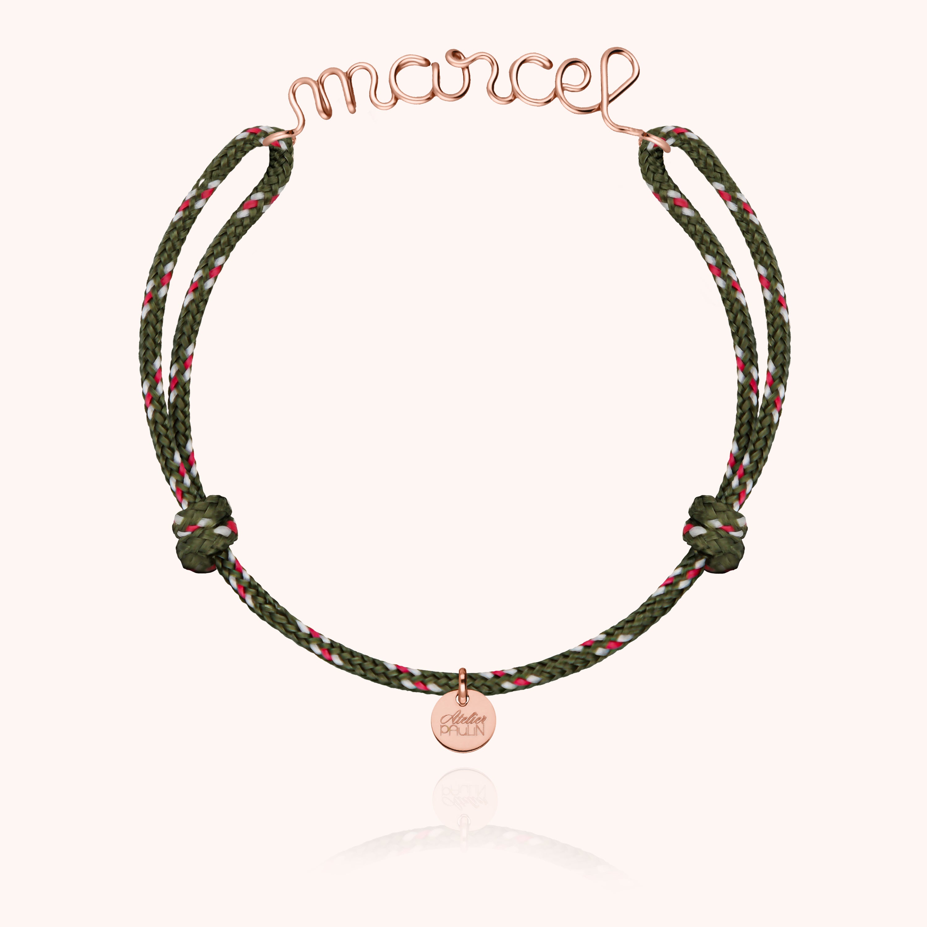 Bracelet cordon lettre personnalisée gold filled 14k bijou élégant homme Paris - or rose laminé