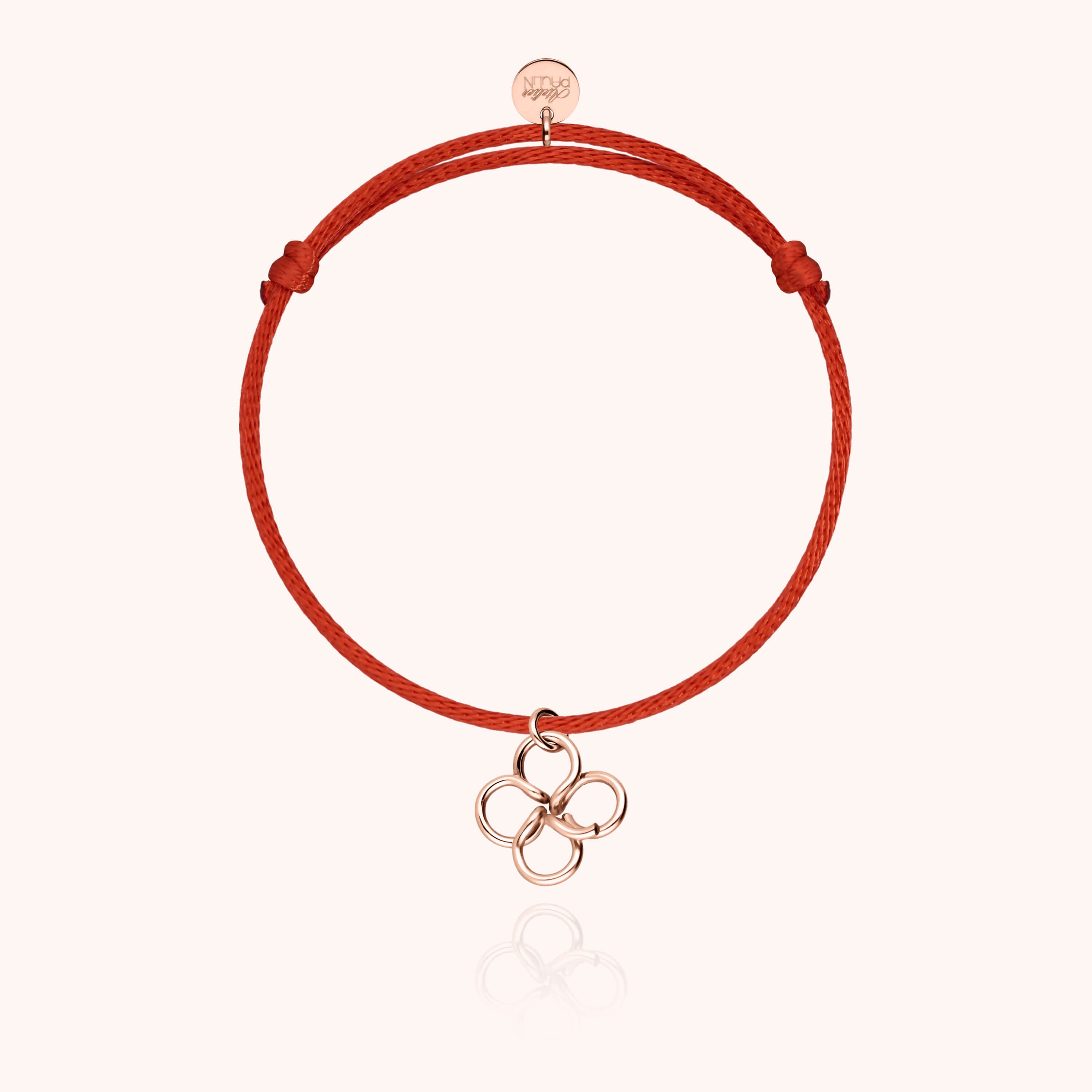 Bracelet Cordon Lucky Charms Trèfle - or rose 750/1000