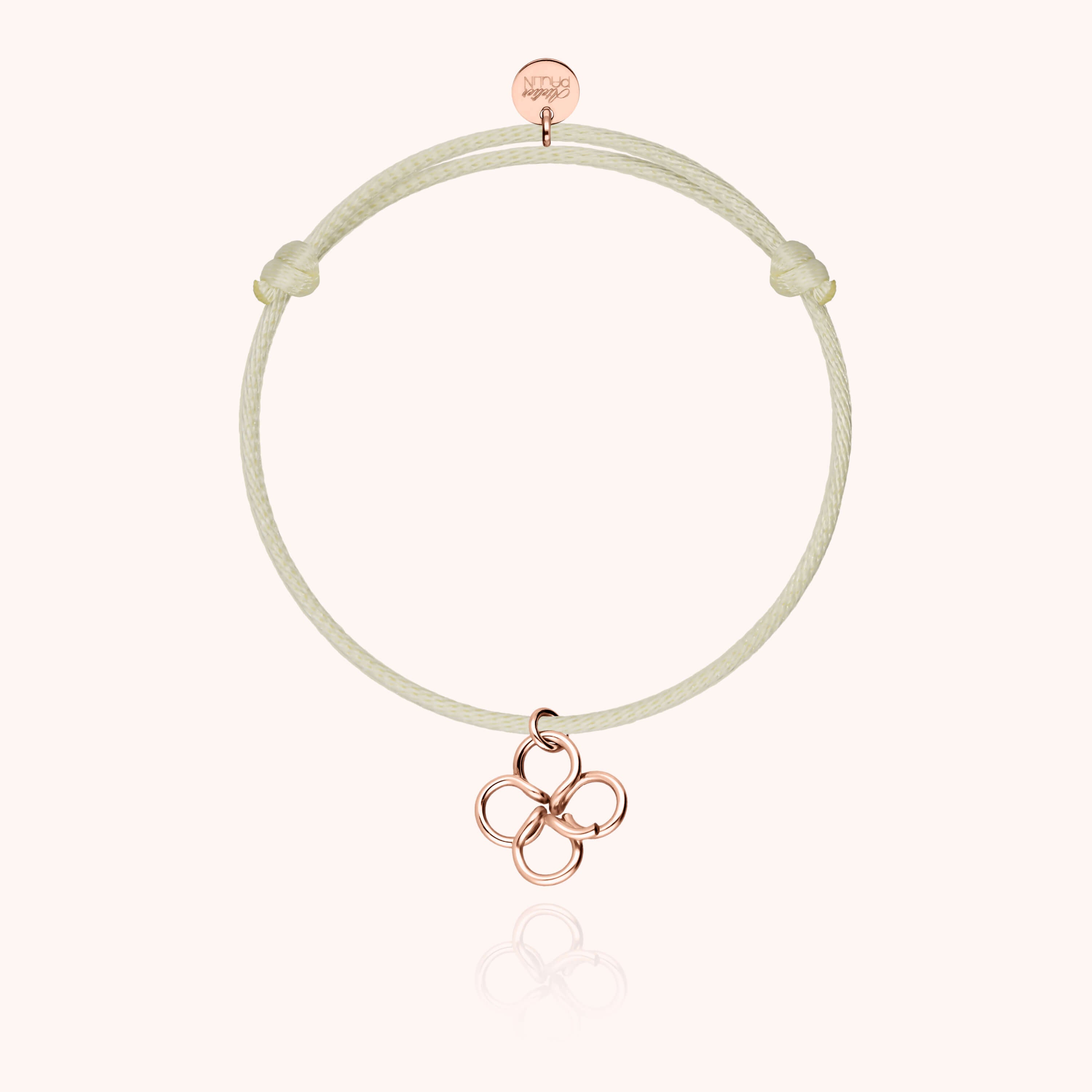 Bracelet Cordon Lucky Charms Trèfle - or rose 750/1000
