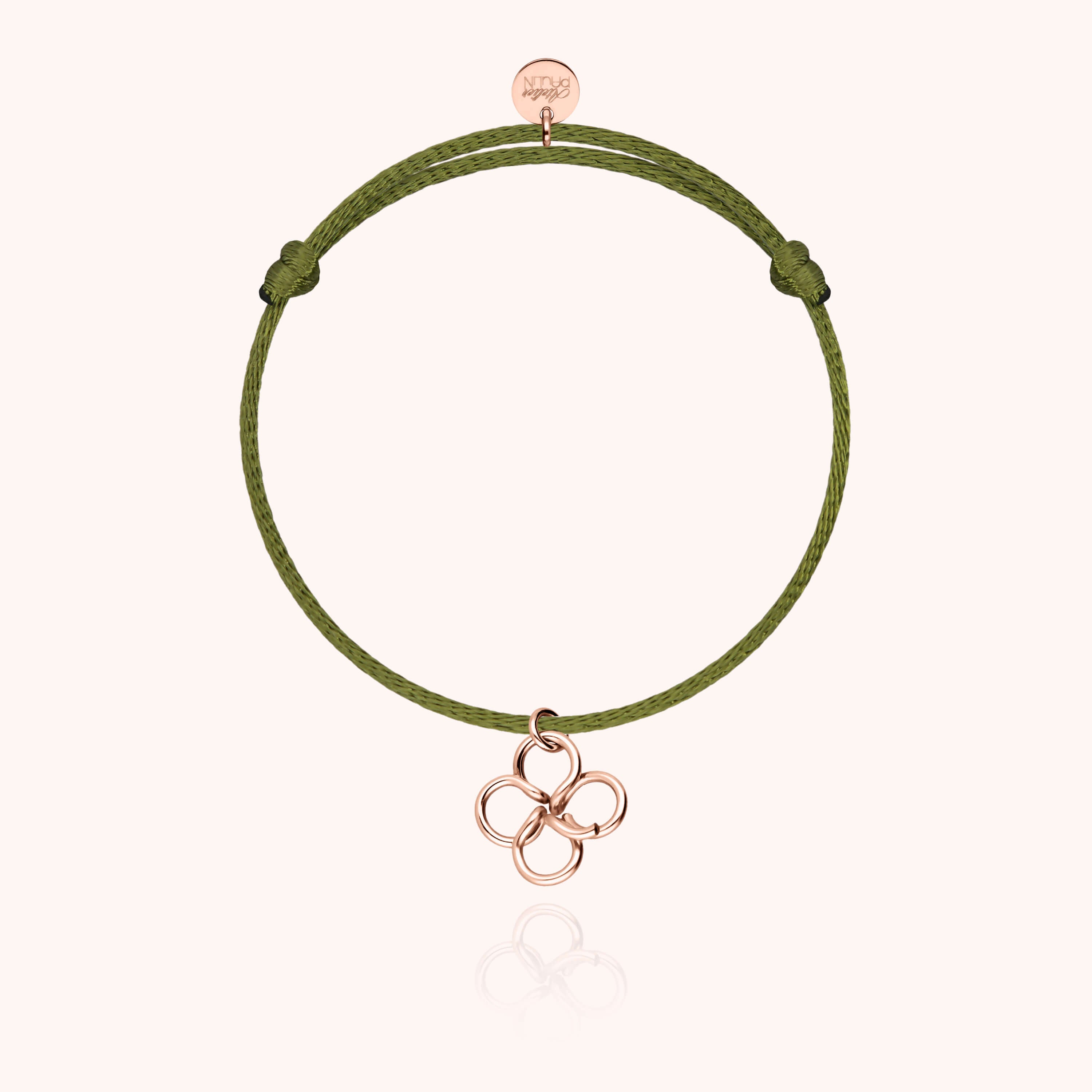 Bracelet Cordon Lucky Charms Trèfle - or rose 750/1000