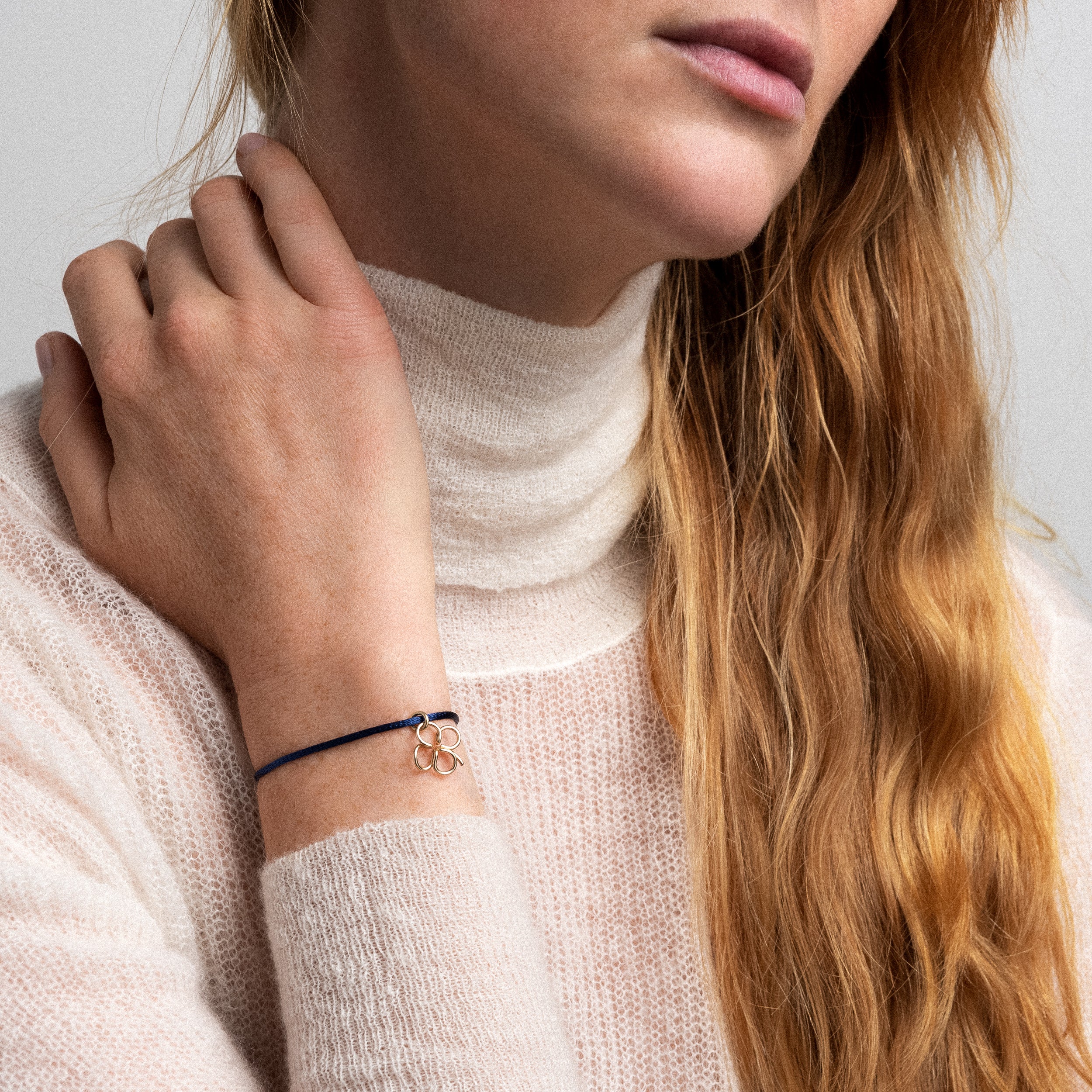 Bracelet Cordon Lucky Charms Trèfle - or jaune 750/1000