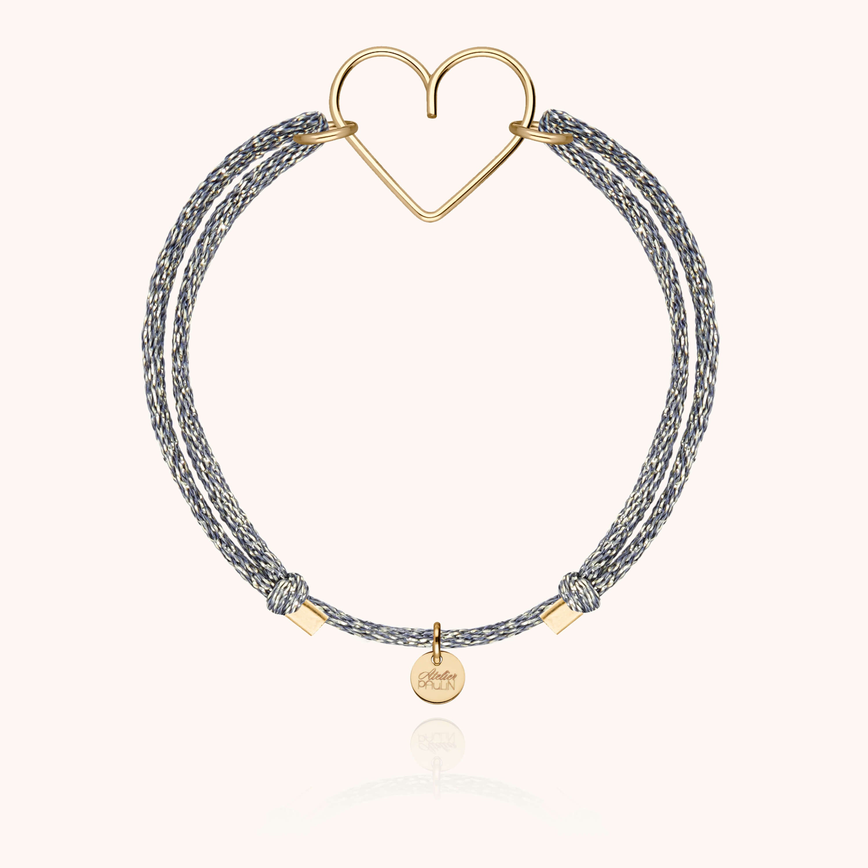 Bracelet Cordon Lurex Coeur — cadeau de luxe fait main Paris