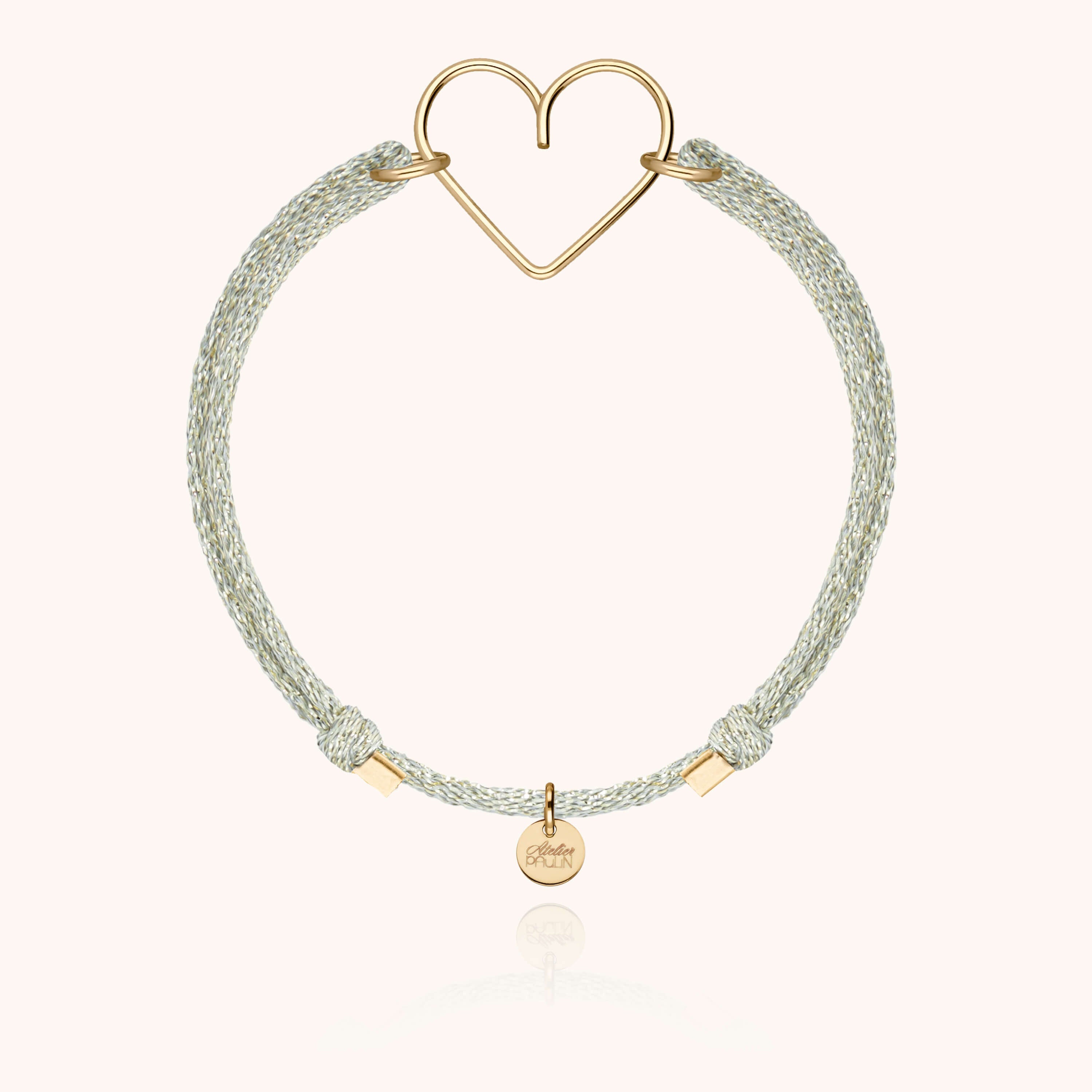 Bracelet Cordon Lurex Coeur en or jaune laminé — expédition sécurisée Paris
