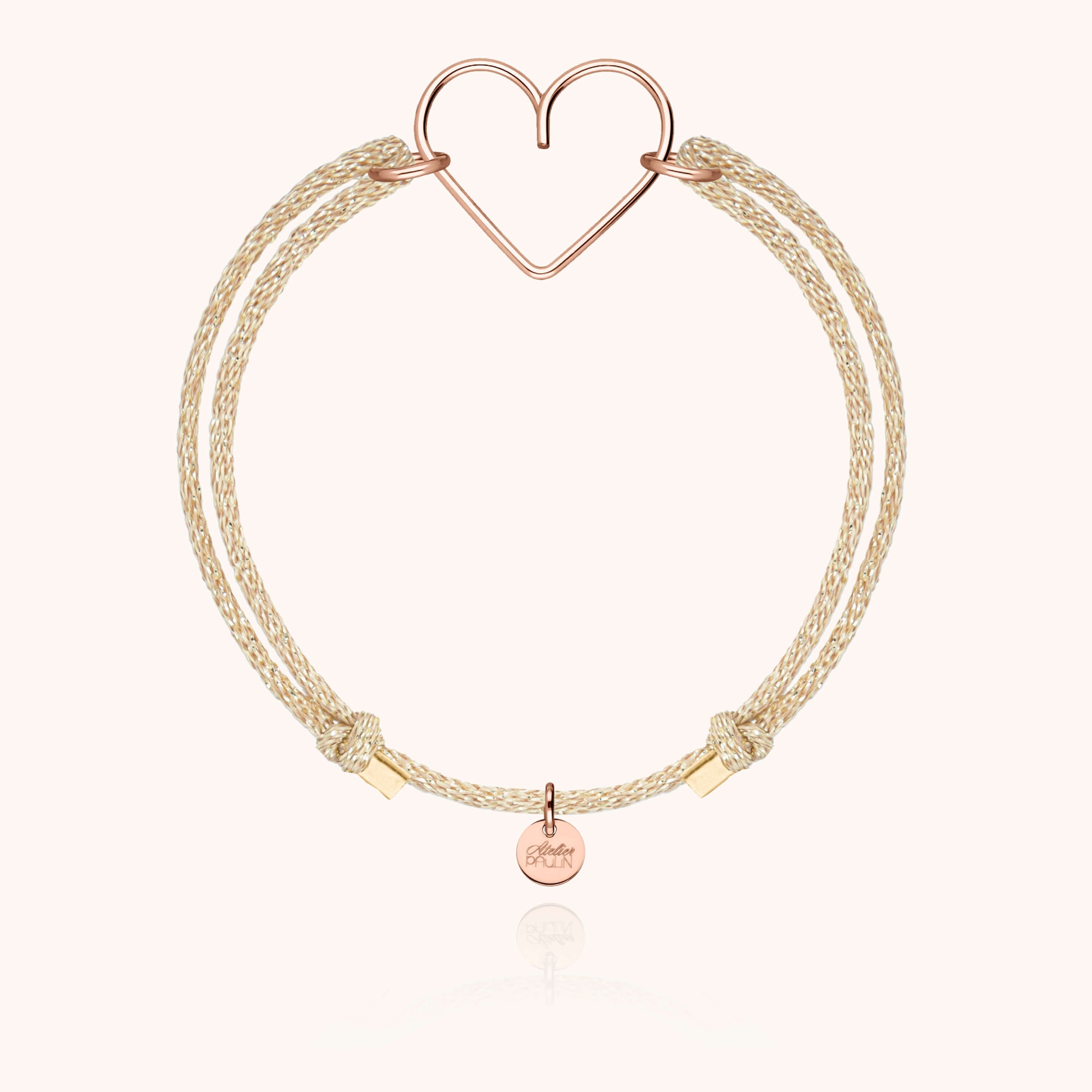 Lurex Cord Heart Bracelet - laminated rose gold