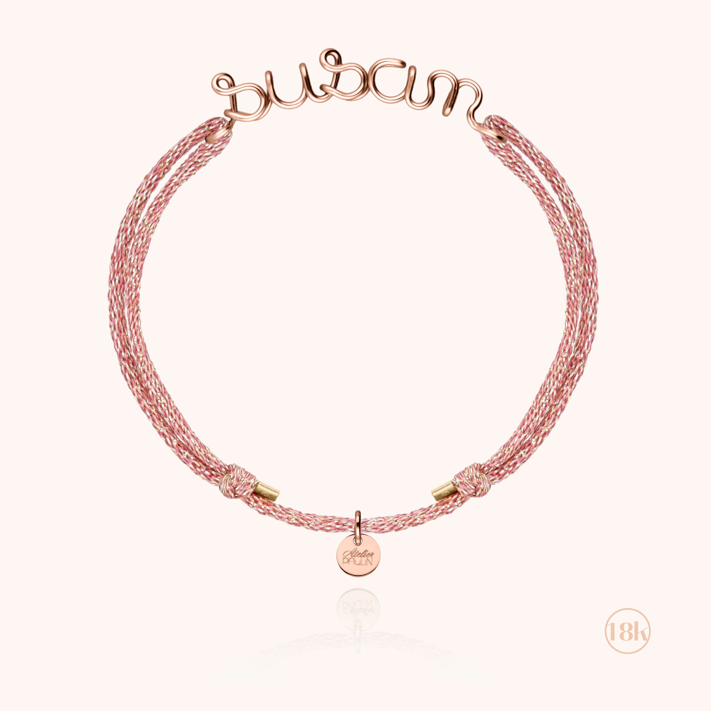 Personalized Lurex Cord Bracelet - rose gold 750/1000