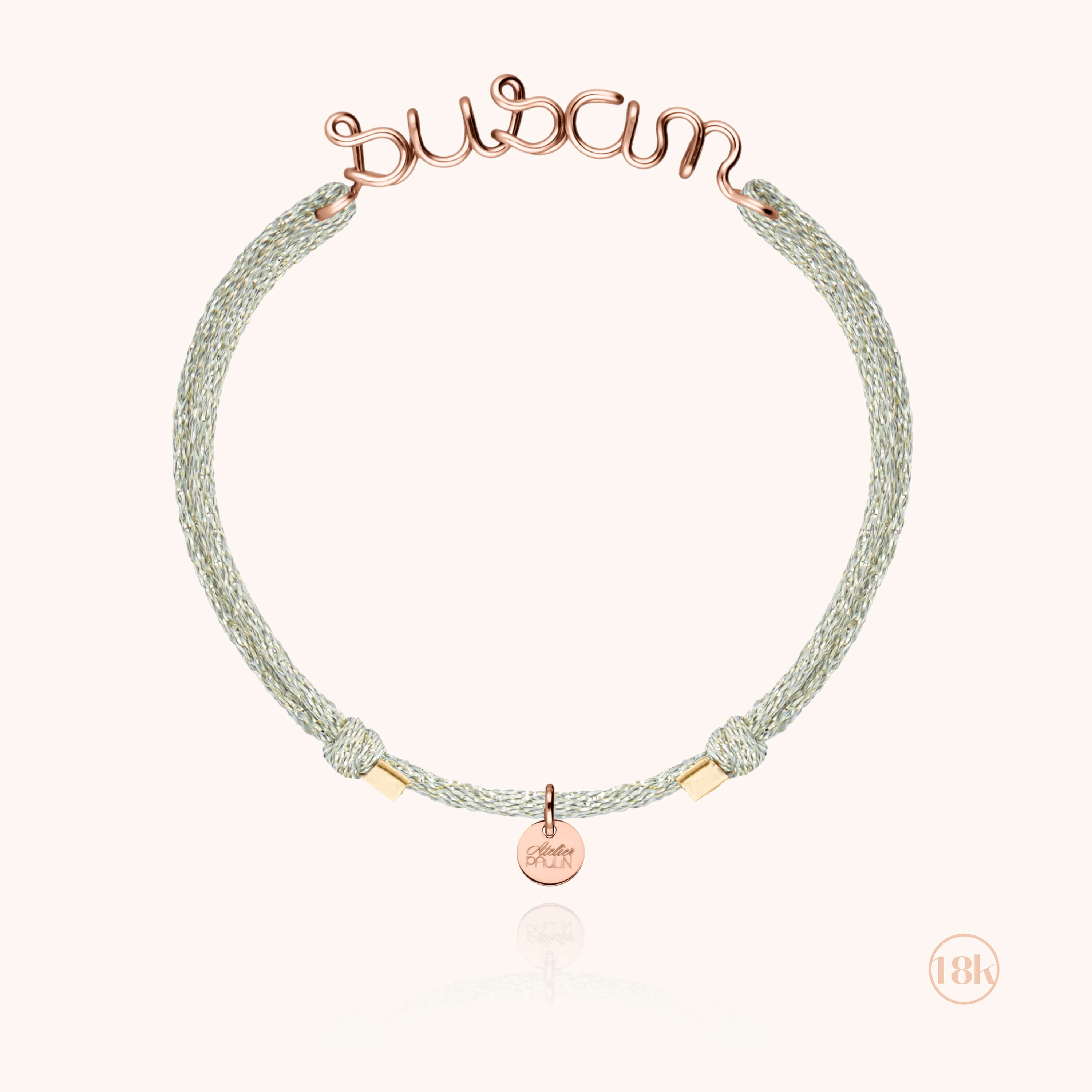 Bracelet Cordon Lurex Personnalisé - or rose 750/1000