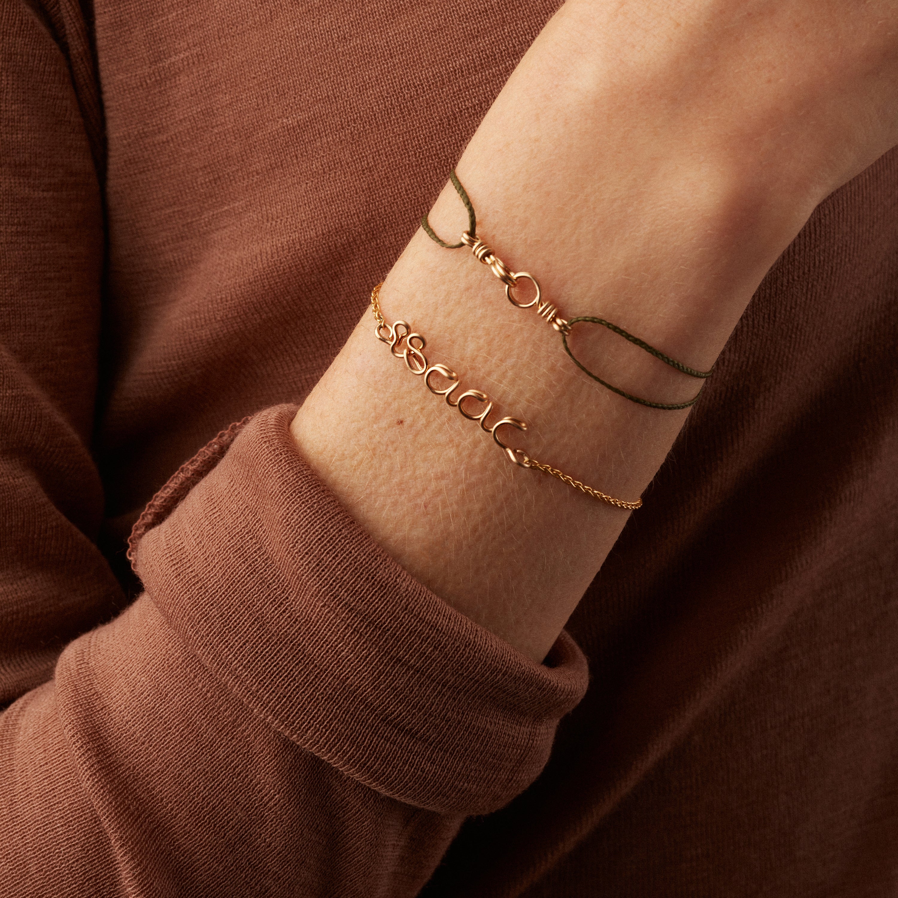 Bracelet Richelieu Chaîne Rope Personnalisé - or jaune laminé