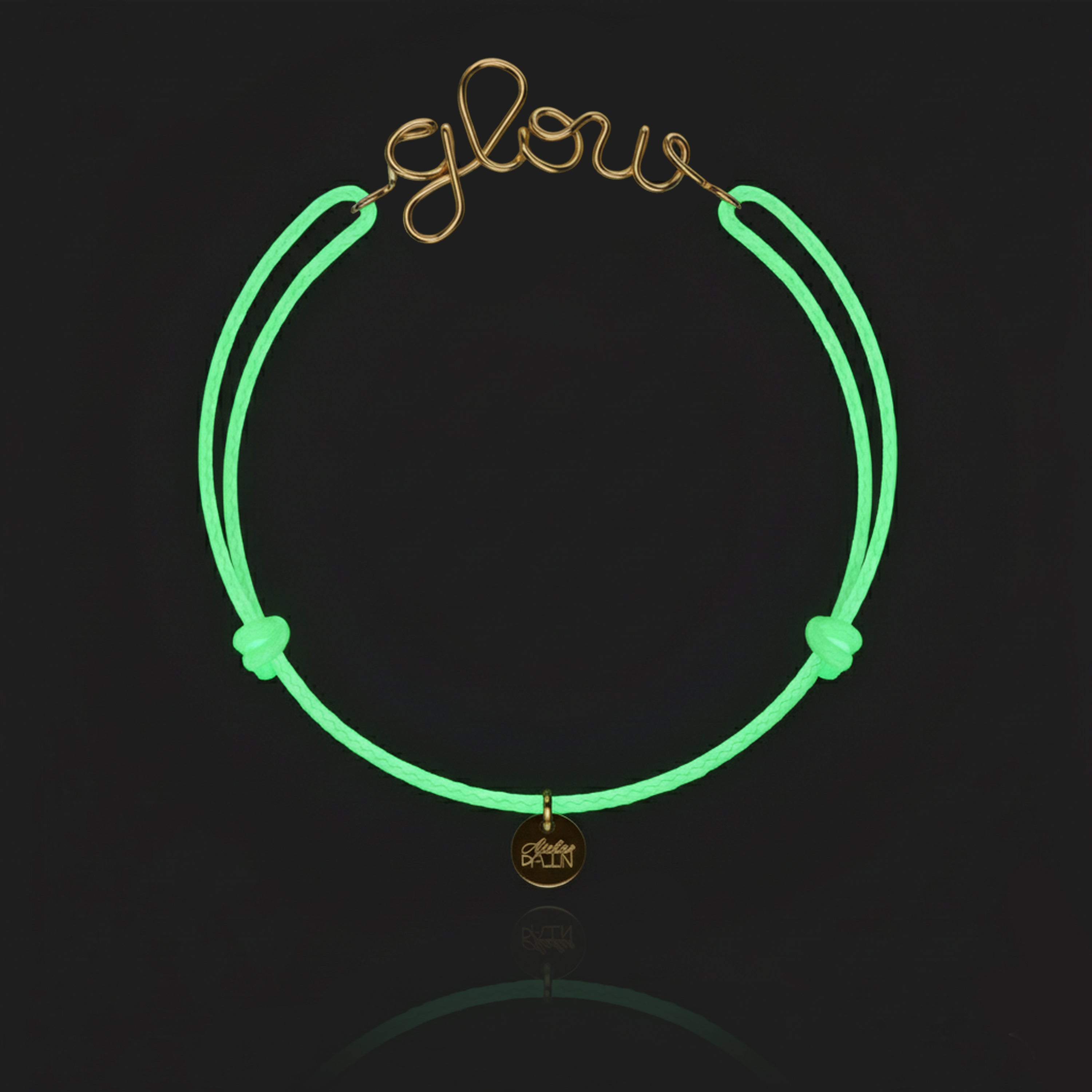 Phosphorescent Personalized Cord Bracelet - 14k yellow gold filled