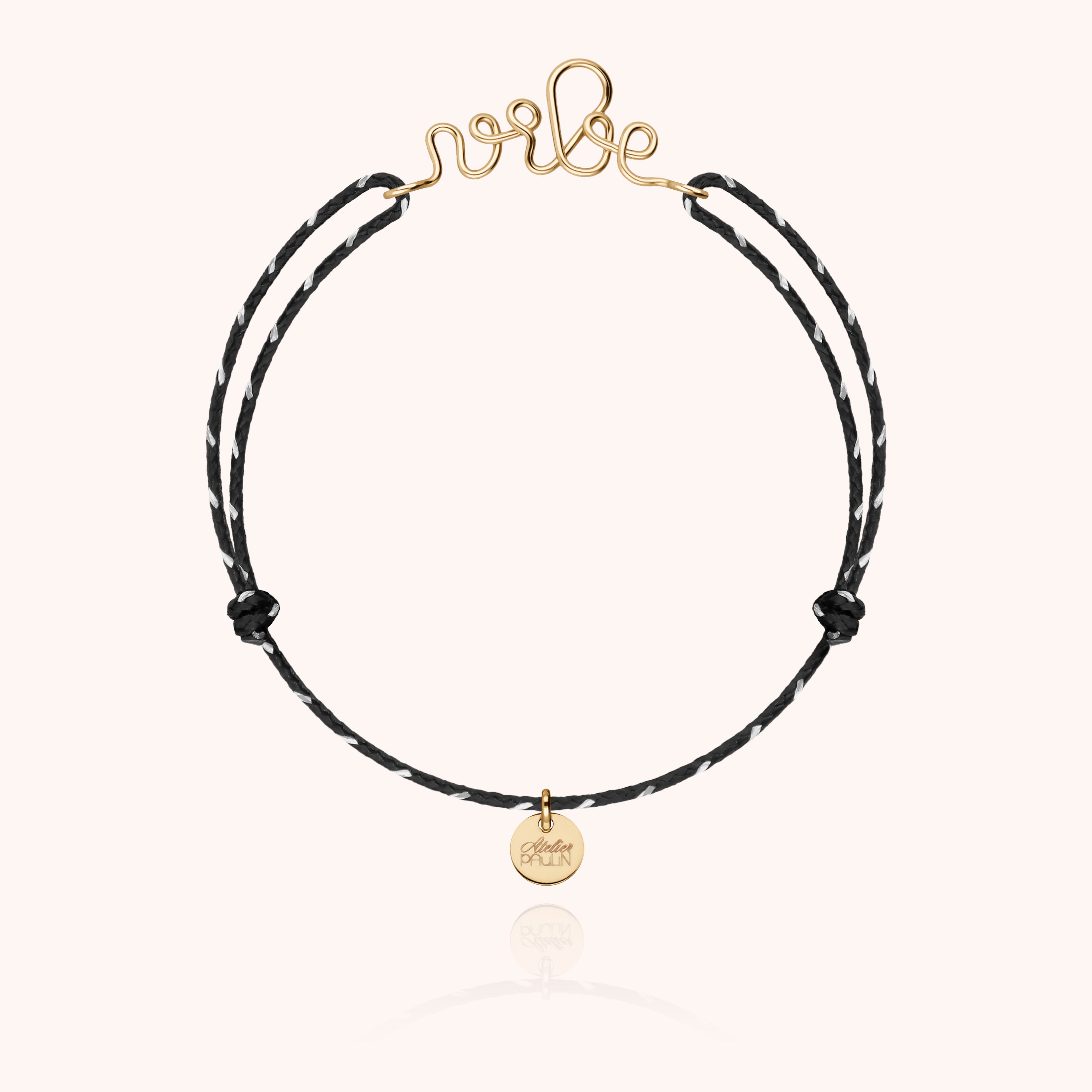 Bracelet Cordon Réfléchissant Personnalisé en or jaune laminé — fabriqué à la main à Paris