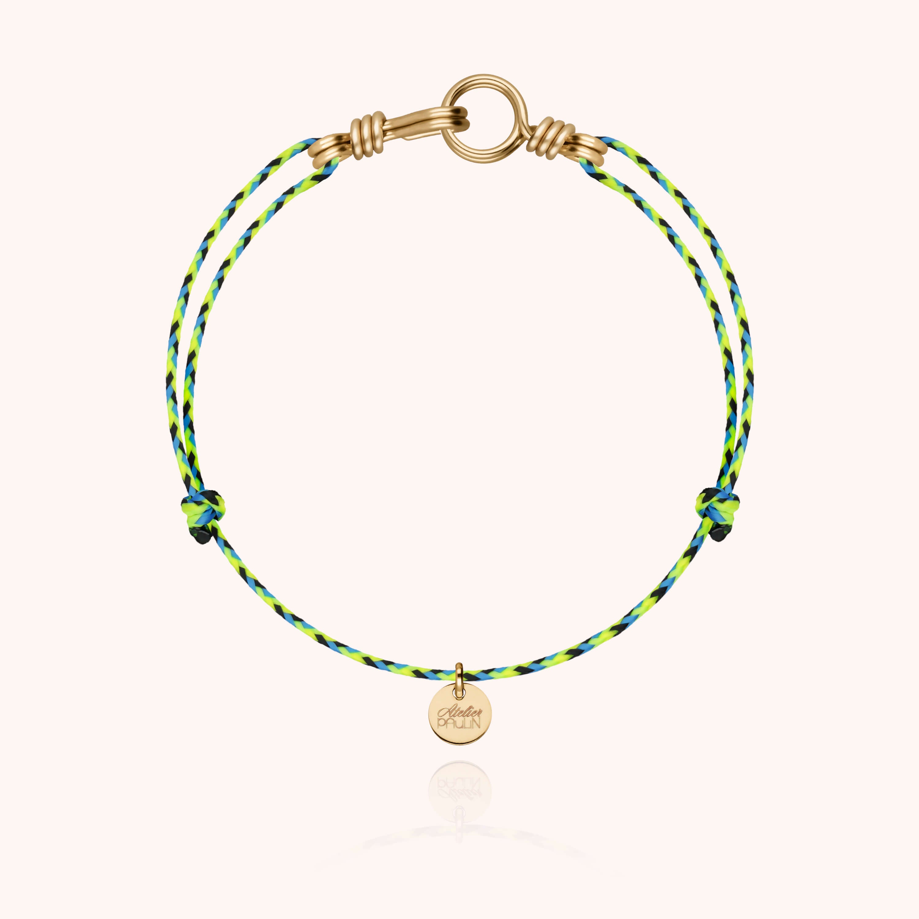 Bracelet Cordon Slim Knot Attache moi en or jaune laminé — fabriqué à la main à Paris