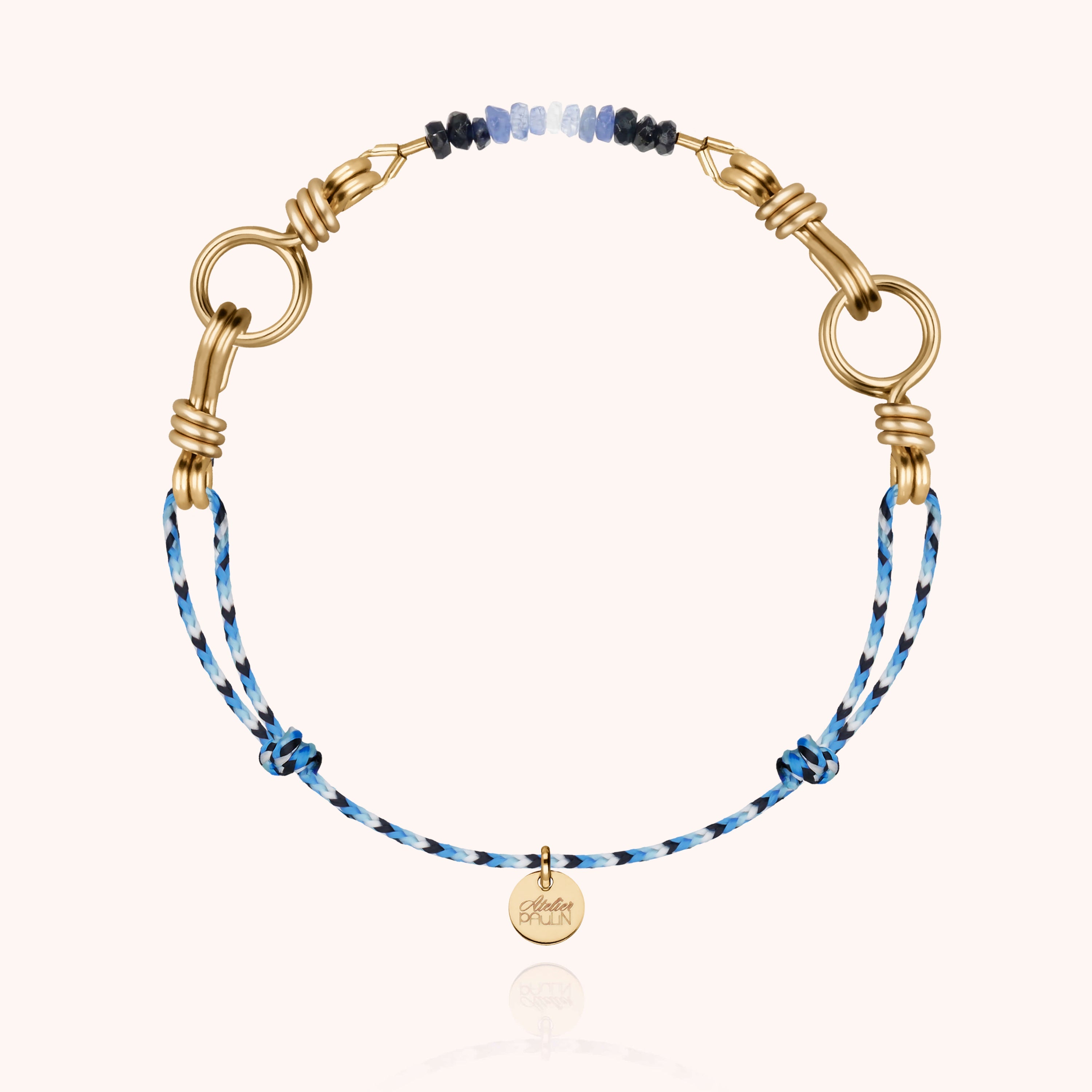 Bracelet Cordon Slim Knot Attache moi - saphir bleu — façonné à la main à Paris