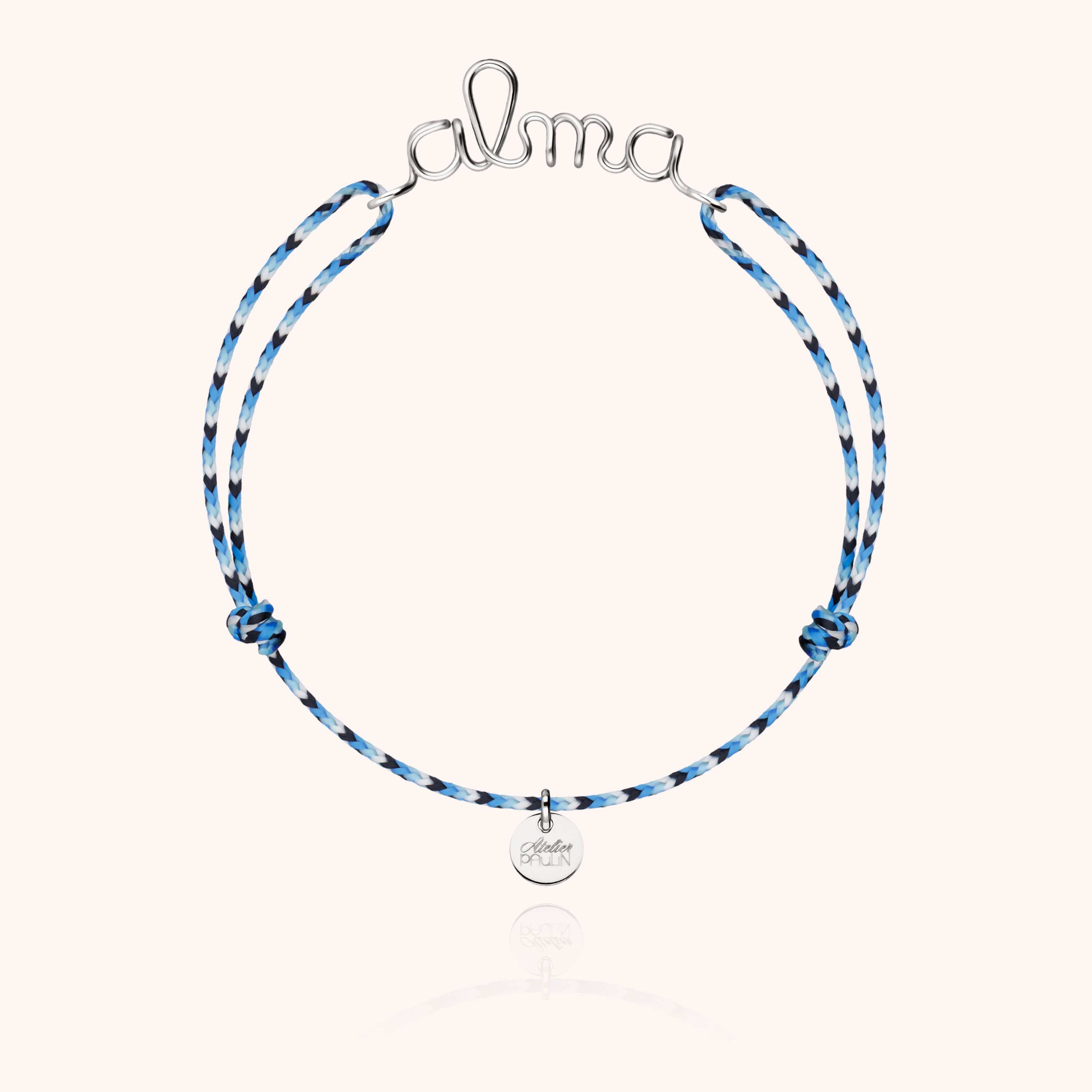 Bracelet cordon initiale quotidien Atelier Paulin - or blanc 750/1000 - enfant